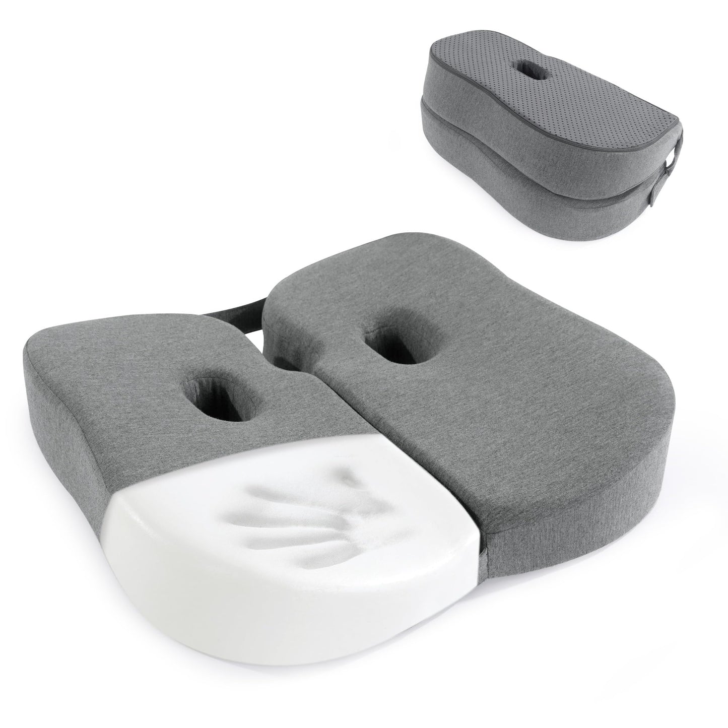 BALAPET Foldable Sit Bone Seat Cushion for Pressure Relief, Memory Foam Comfort Ischial Tuberosity Seat Pillow for Hip, Butt, Hamstrings, and Sciatica Pain Relief, Breathable &Machine Wash Cover