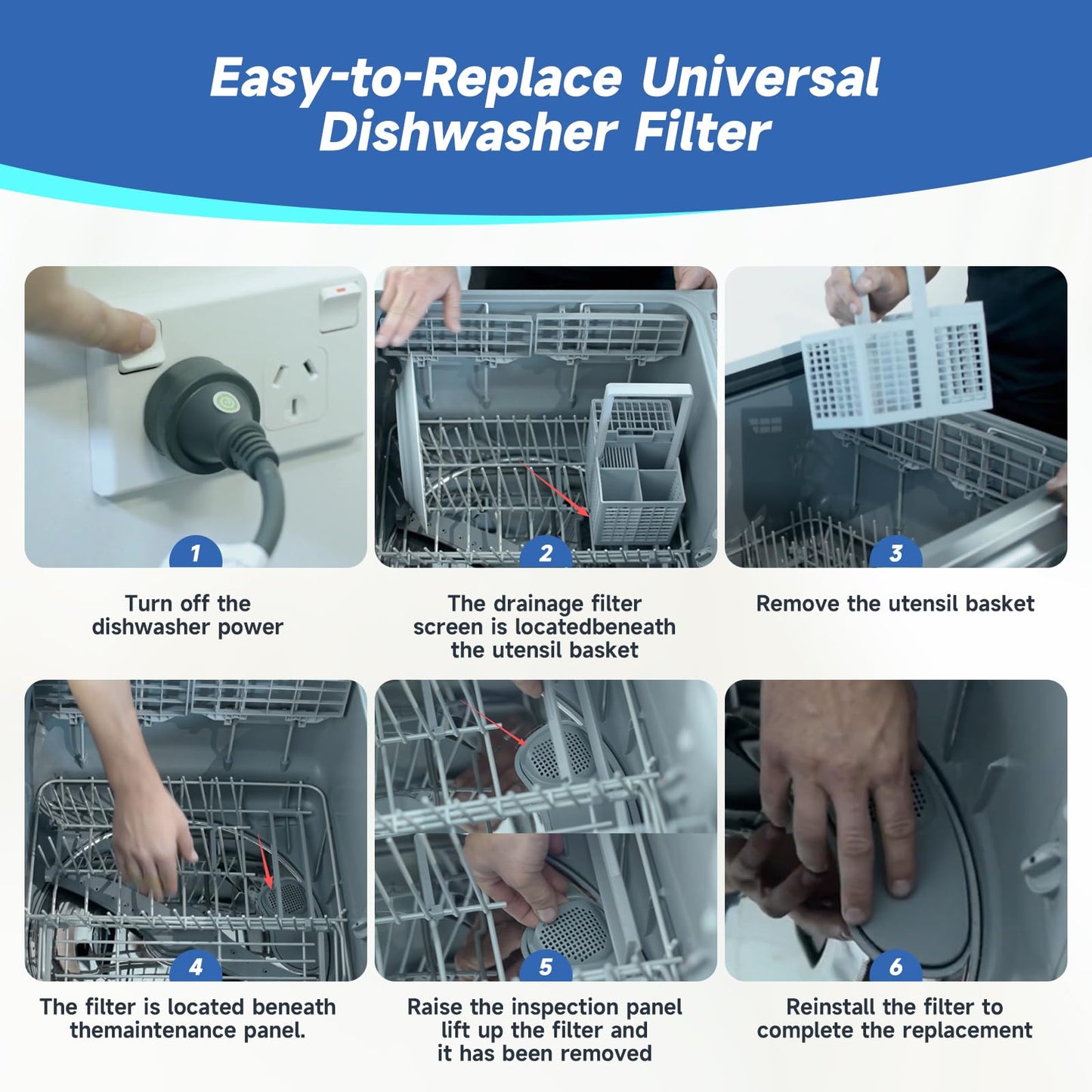524828 Dishwasher Drain Filter Assembly Replacement for Fisher & Paykel Dishwasher Parts Compatible with FPOM 607 V2 527739 847200 DD603 DS603 DD605 DD24DCX7 DD24DCTX7