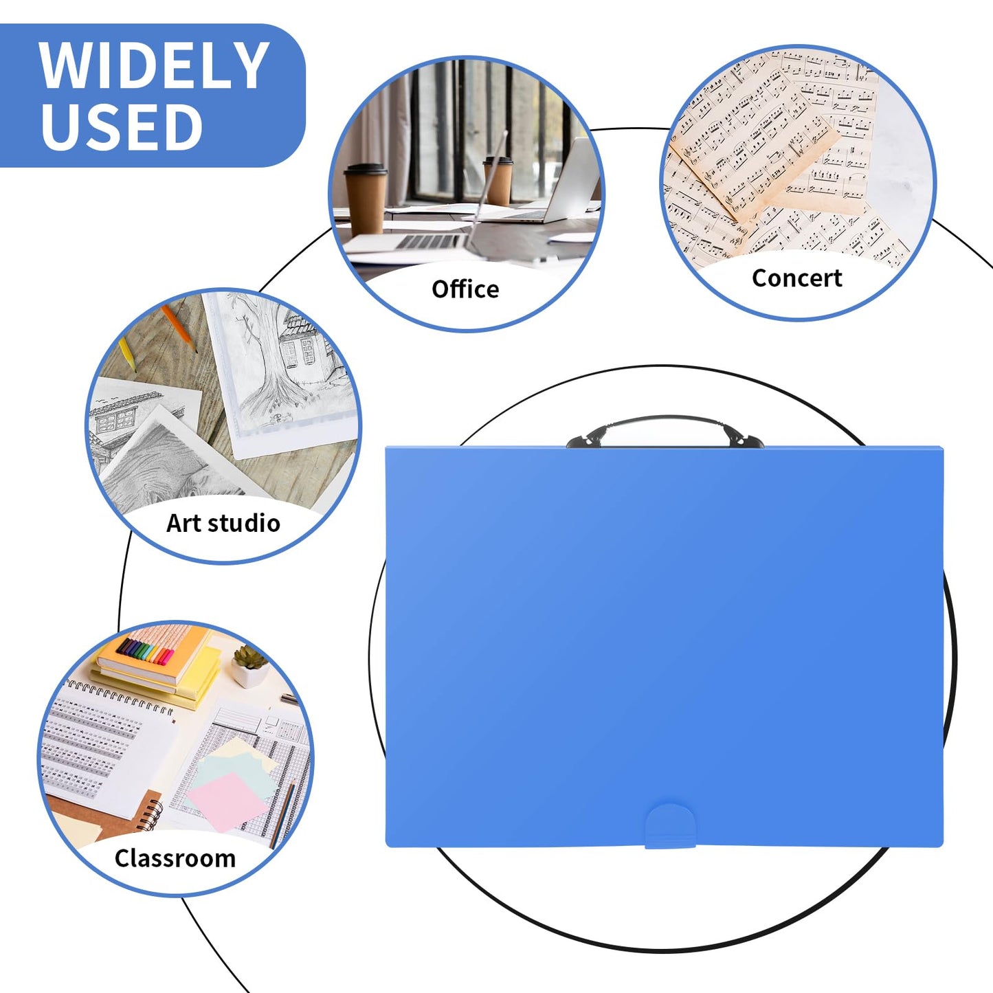 JJRING 16x22 Art Portfolio Folder for Diamond Painting, 40-Pocket Portfolio Binder Featuring Clear Plastic Sleeves, Display Book with Handle for Artwork and Document Storage, Blue