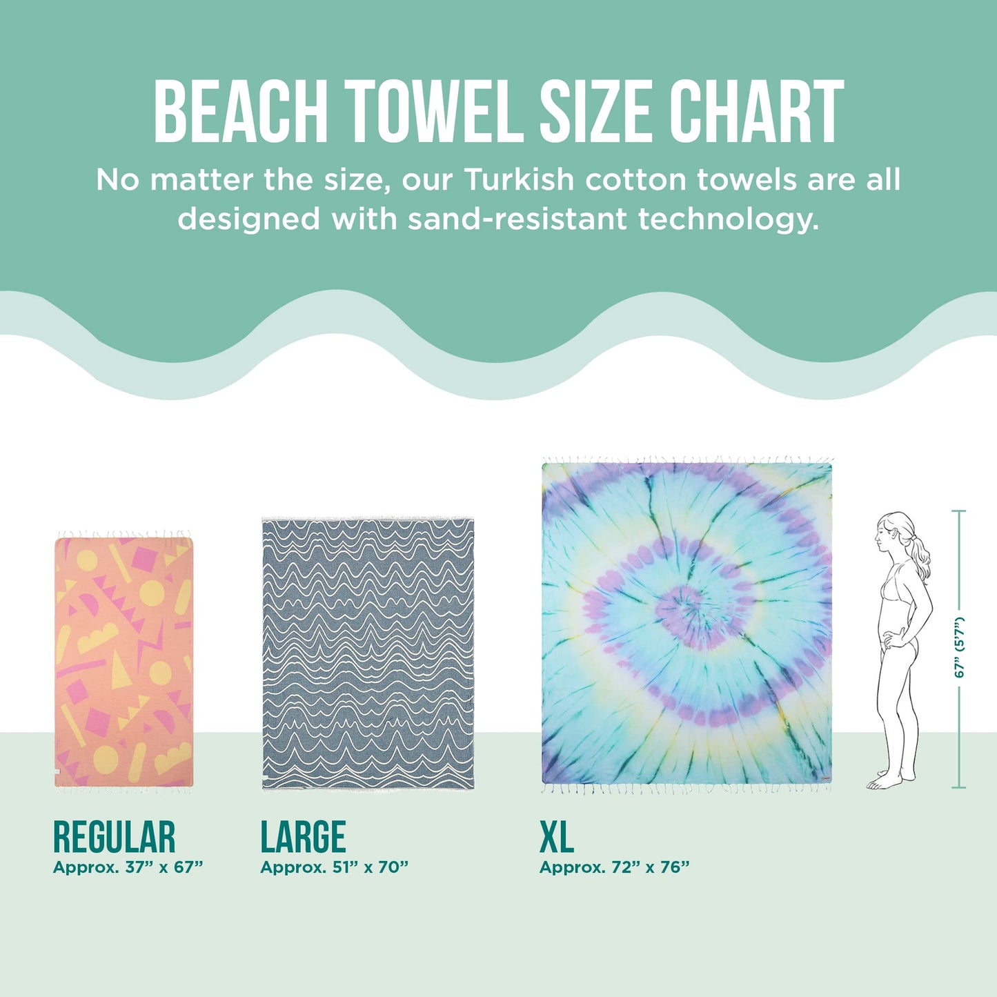 Sand Cloud Turkish Beach Towel - Sand Resistant - 100% Certified Organic Turkish Towel - Quick Dry Towel for Beach, Picnic, Blanket or Bath Towel - As Seen on Shark Tank - Gocek (Black)