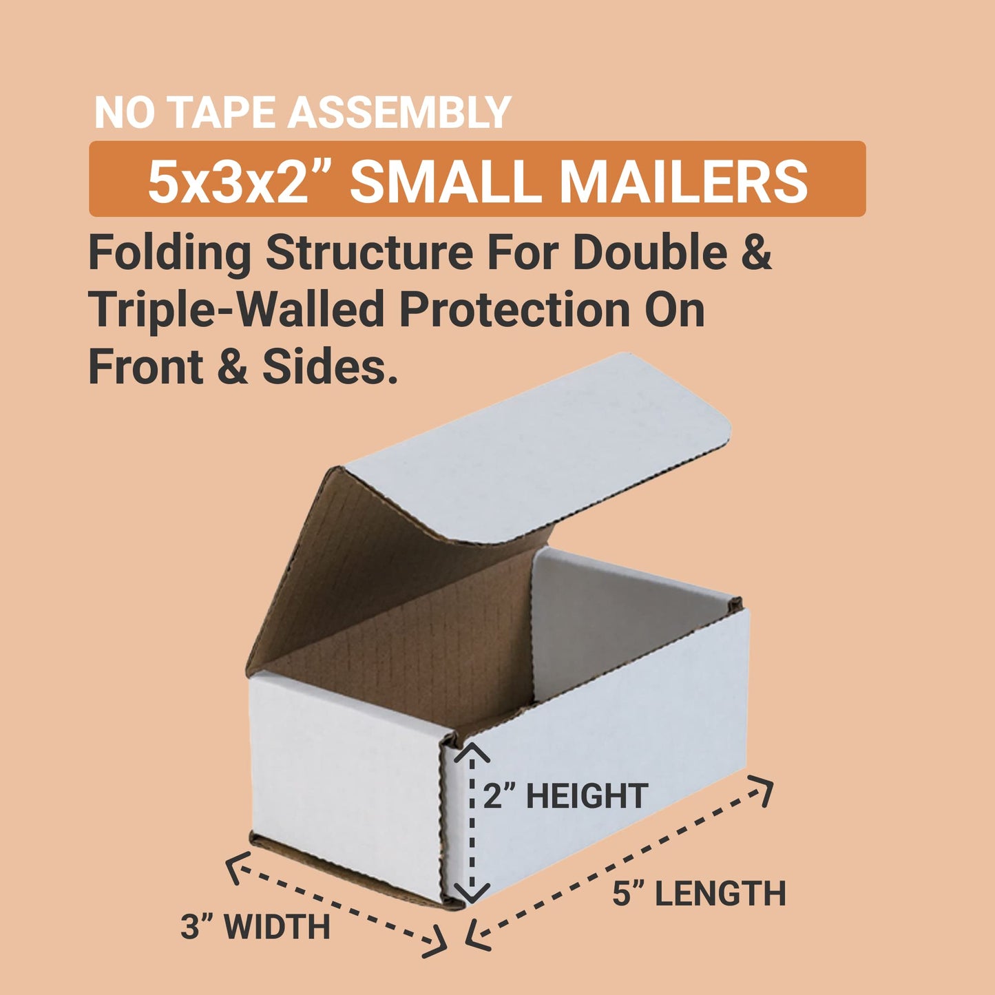 Box USA Shipping Boxes Small 5"L x 3"W x 2"H 50-Pack - Corrugated Cardboard Box for Moving, Mailing, Packing, Packaging and Storage