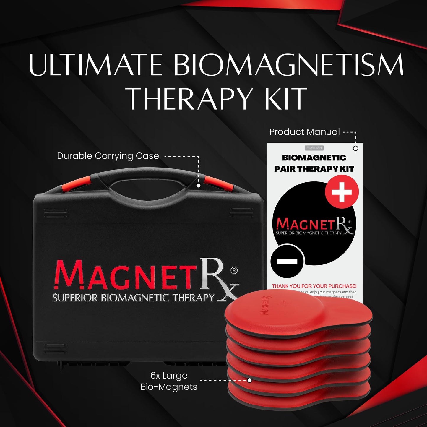 MagnetRX® Biomagnetic Magnets Kit – Imanes para Biomagnetismo Médico – Dr Goiz Magnets for Biomagnetism Bio Magnet Pair – 5200 Gauss Large Round Magnet (6 Units)