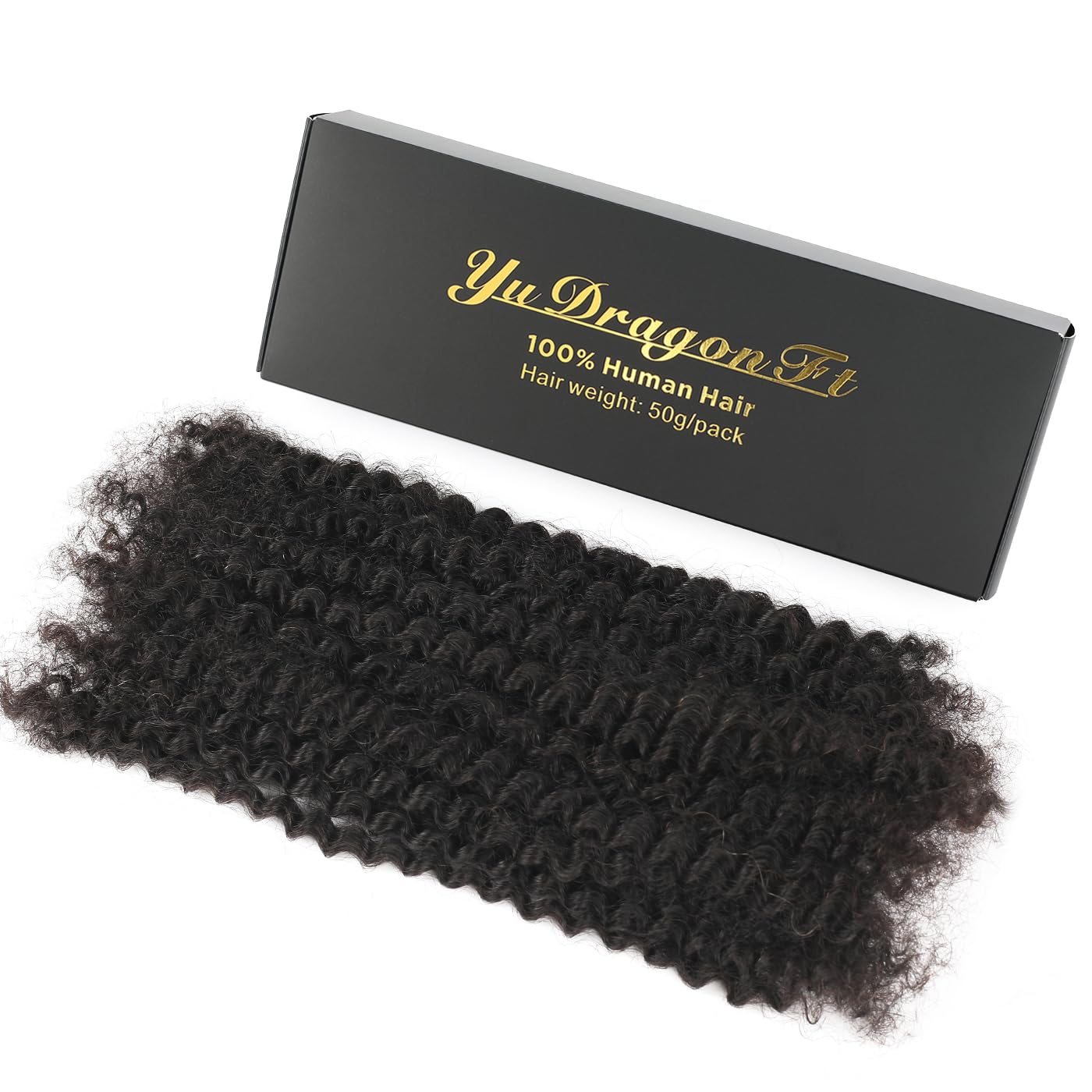 16 Inch Afro Kinky Curly Human Hair Bulk for Permanent Micro Locs/Twists/Braids/Repair Locs Afro Kinky Curly Bulk Human Hair Nature Black Color (1B, 16inch-50g/pack)