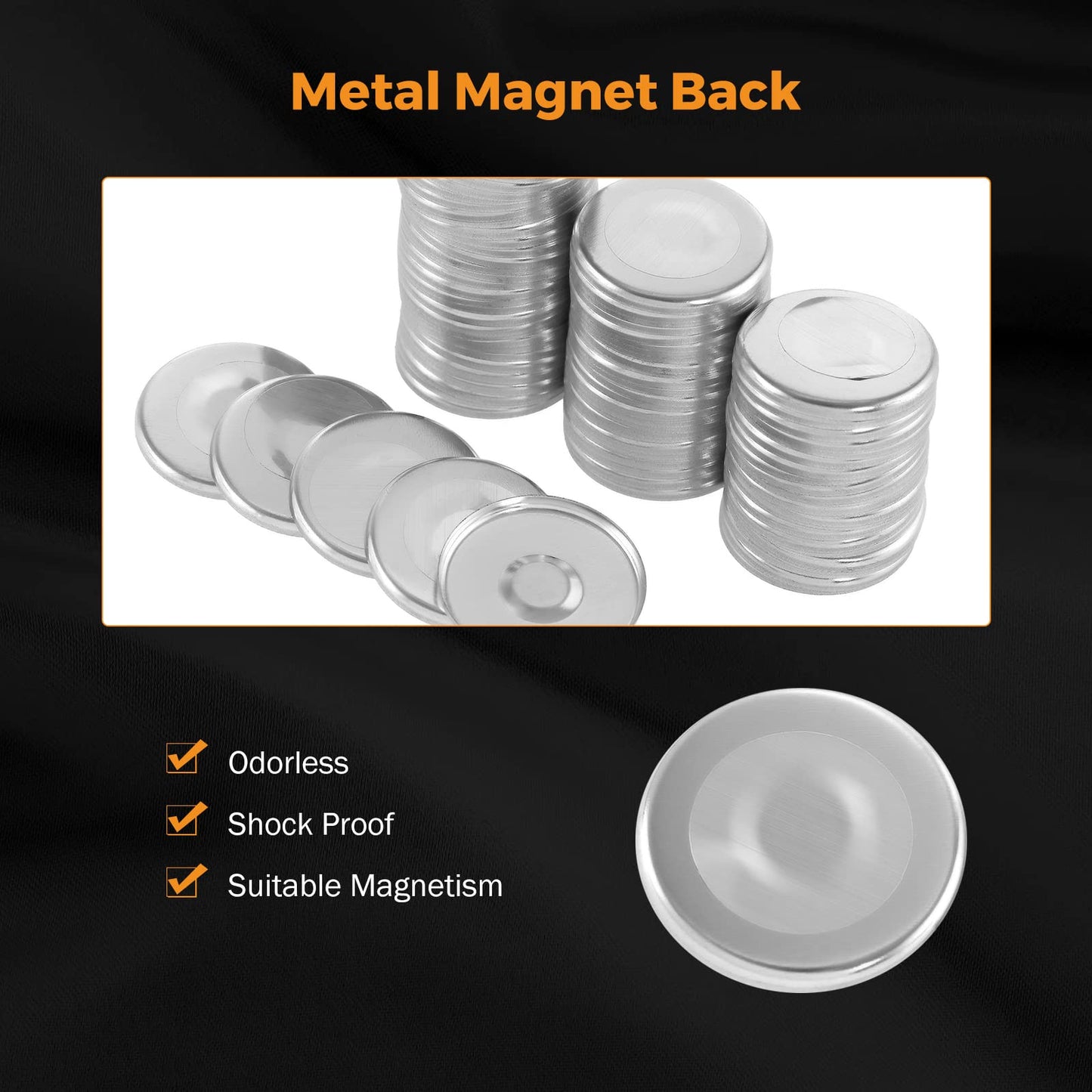 BEAMNOVA 100 Sets 58mm / 2.28 in (Approx. 2-1/4 inch) Button Magnet Supplies for Button Maker Machine, Round Metal Pin Maker Blanks, for DIY Crafts, Gifts, Market Booths (Machine NOT Included)