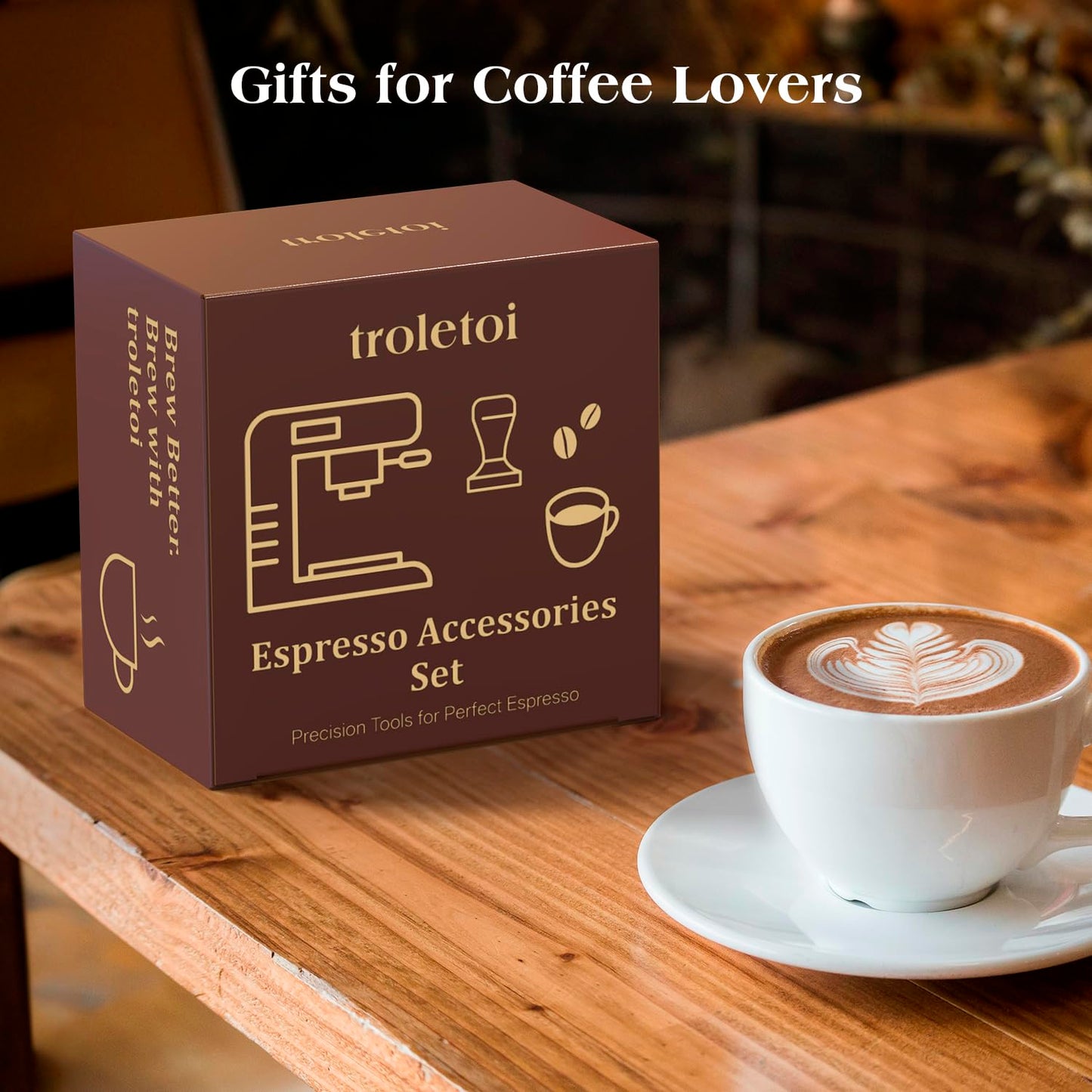 troletoi 7 PCS 58mm Espresso Accessories Kit: Espresso Tamper, Coffee Distributor, Puck Screen, Dosing Funnel and WDT Tool Espresso Machine Accessories, Professional Espresso Tools