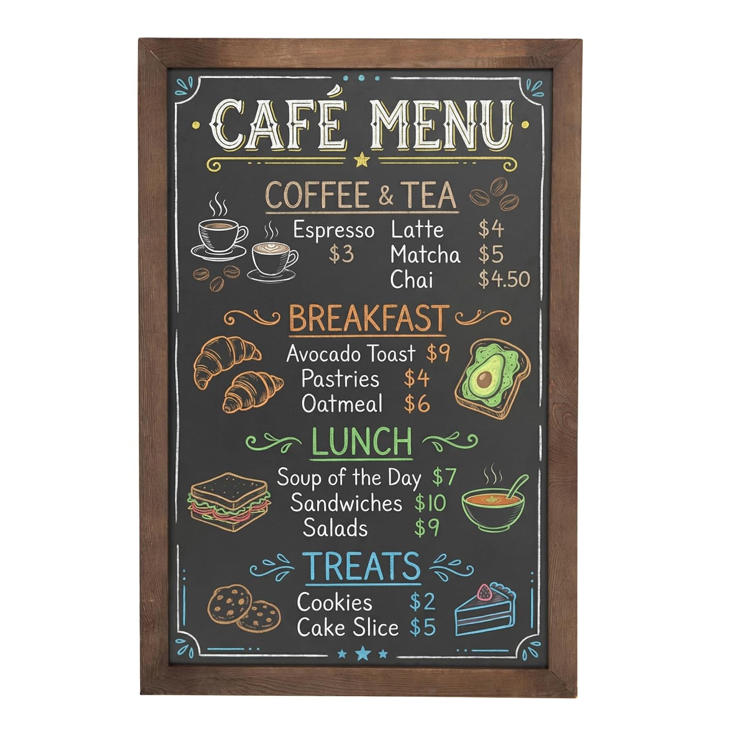 MyGift 35-Inch Wall-Mounted Chalkboard Sign, Vertical/Horizontal Hanging Torched Wood Frame Erasable Message Board