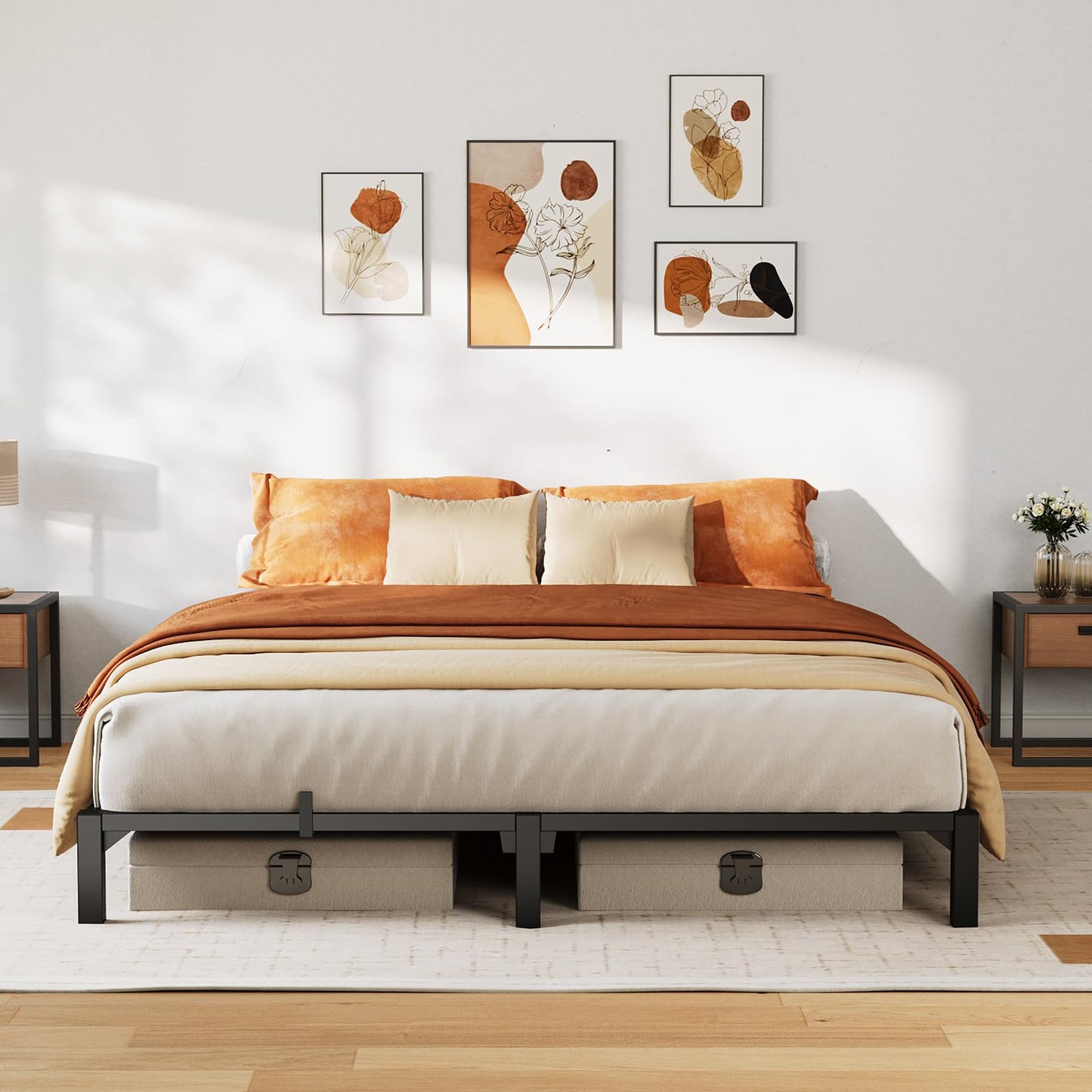 ActiveTrail Metal Bed Frame Queen Size 8 inch Platform Bed Frame, Strong Steel Slats, Bedroom Bed Base for Apartment and Home Use