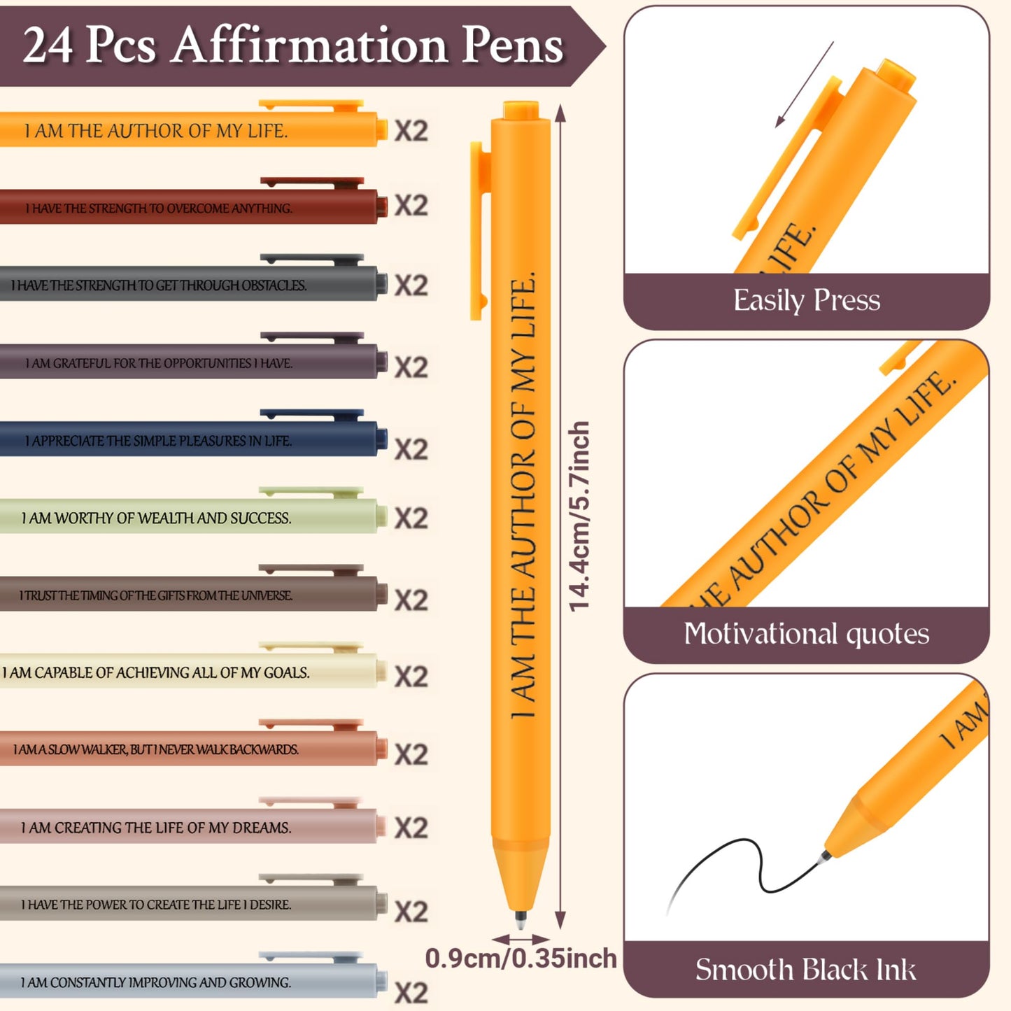 Kosiz 48 Pcs/24 Set Positive Affirmation Gifts Bulk for Women Men Gratitude Spiral Journals with Pens Motivational Notebooks Back to School Gifts for Students Employee Coworker Teacher Nurse (Simple)