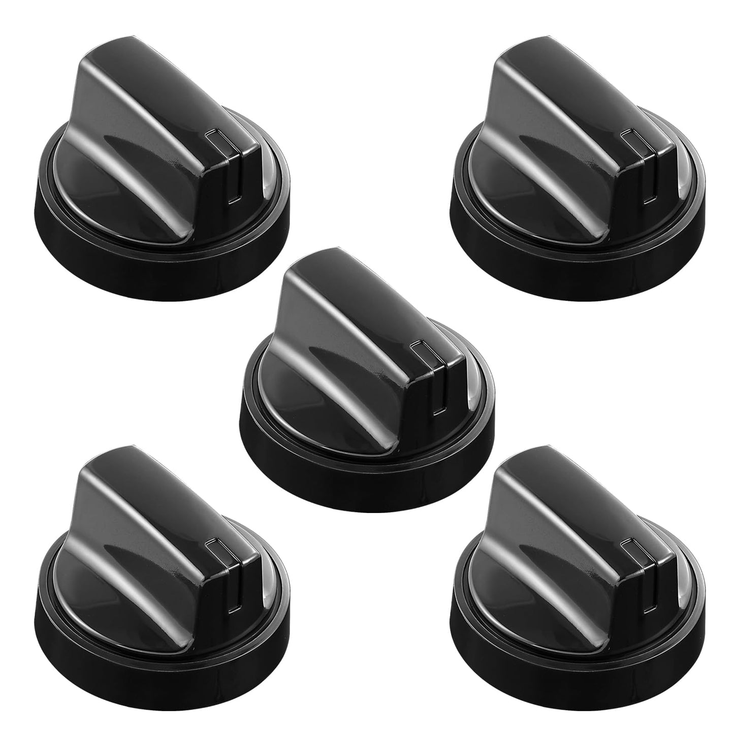 atgestore WB03X24904 191d8446 Stove Knobs Replacement for GE Electric Range Cooktop Knob General Electric Range Parts JB625RKSS JB625DKBB Black Plastic Stove Top Burner Control Knobs 5 Pcs