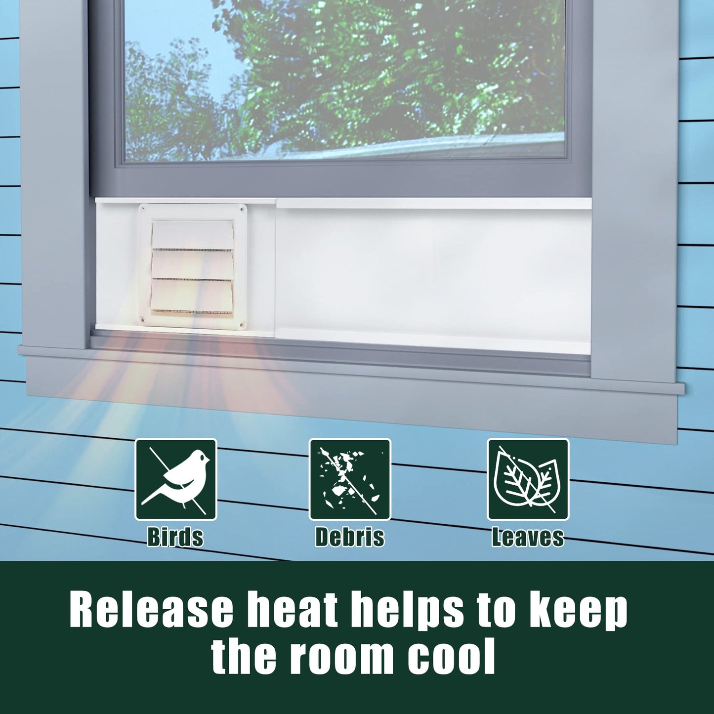 Flehomo Dryer Vent Window Kit, Include Dryer Vent Cover with Moving Flaps, Dryer Vent Kit for 4" Diameter Dryer Hose, Adjustable Window Vent Kit for Sliding Windows with Insulating Aluminum Seal Tape