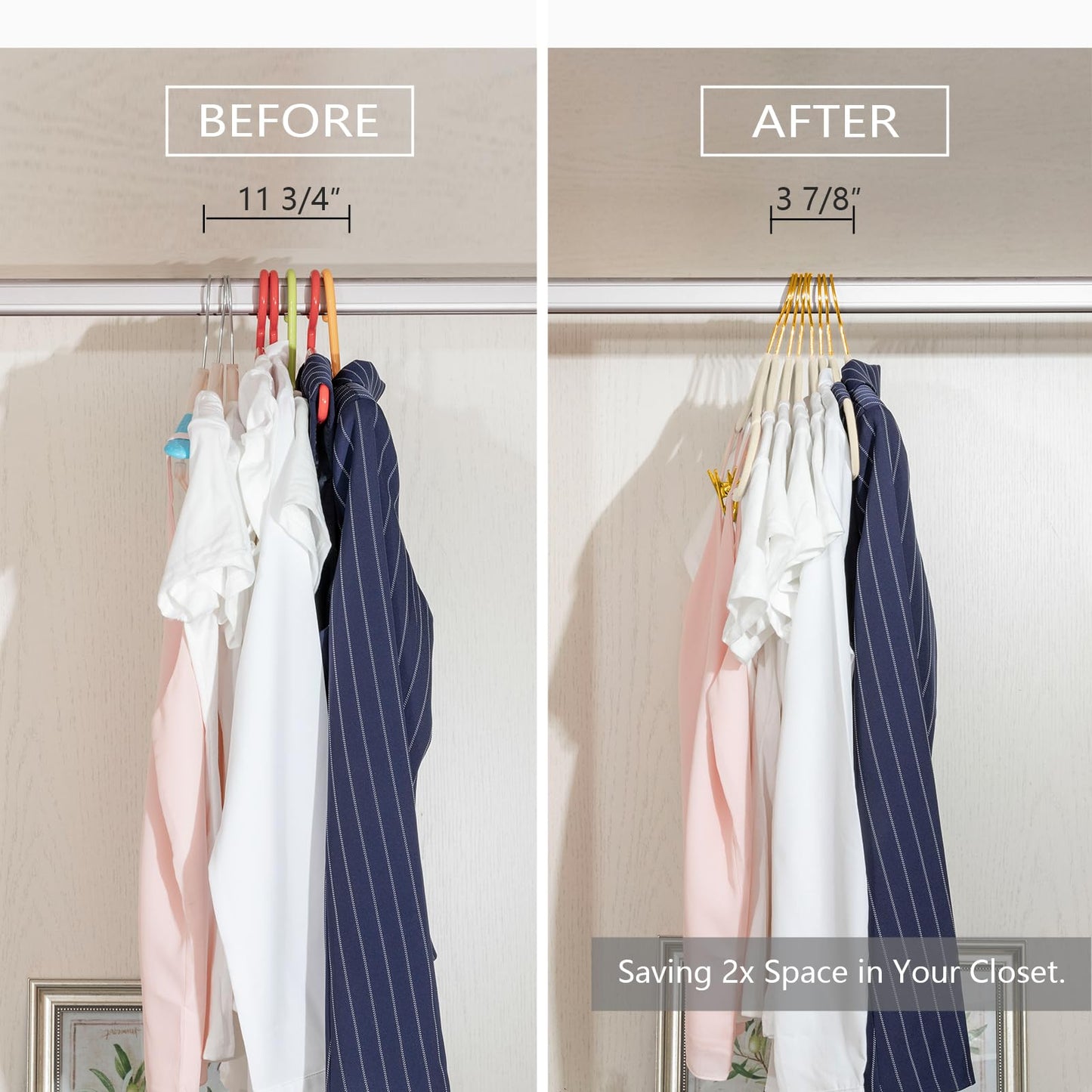 MIZGI Premium Velvet Pants Hangers with Adjustable Clips (Pack of 20) - Slim Skirt Hangers - Non Slip Felt - Ivory/Gold
