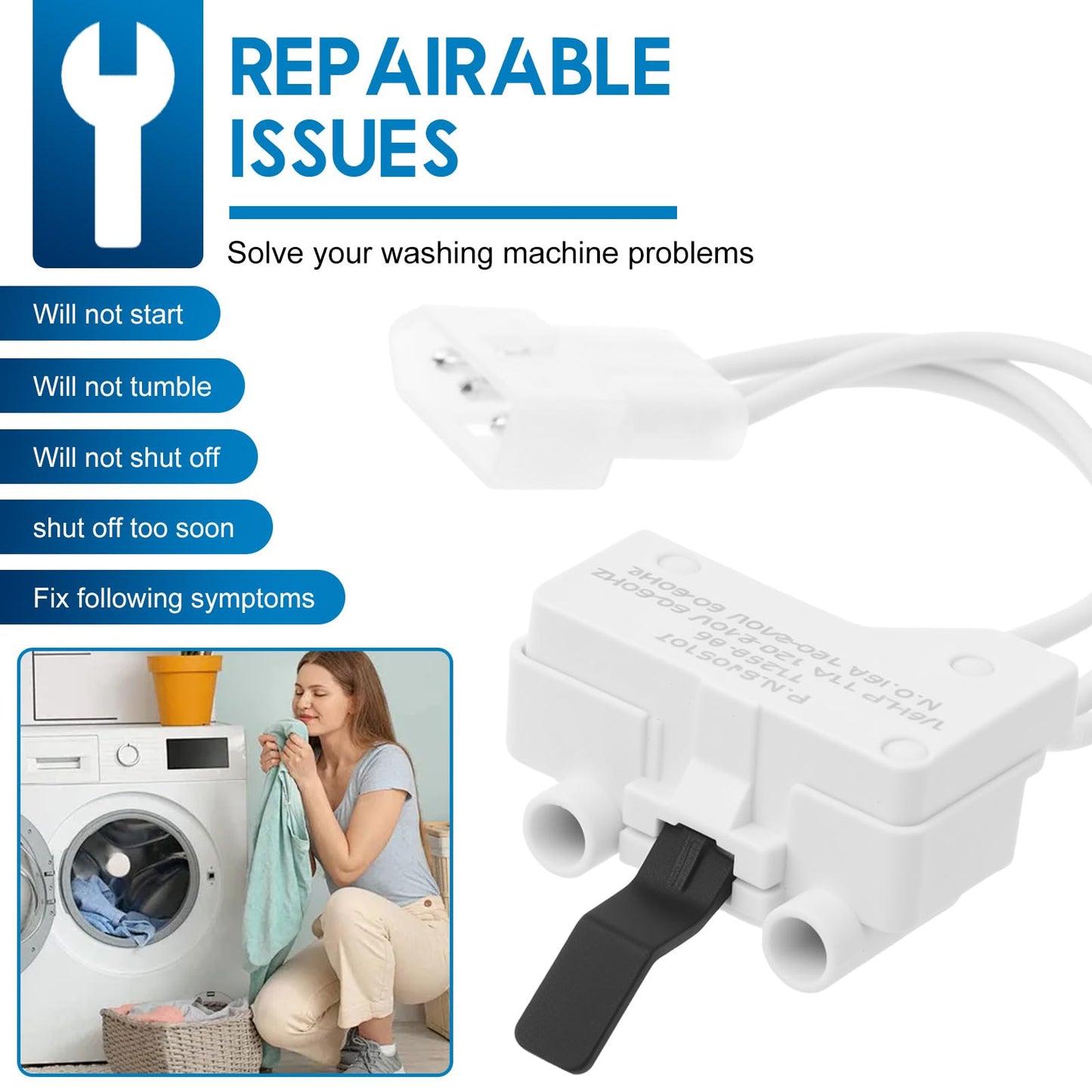 12Pack WP3406107 Dryer Door Switch Replacement Compatible with Whirlpool for Amana for Kenmore Dryers Replaces Part