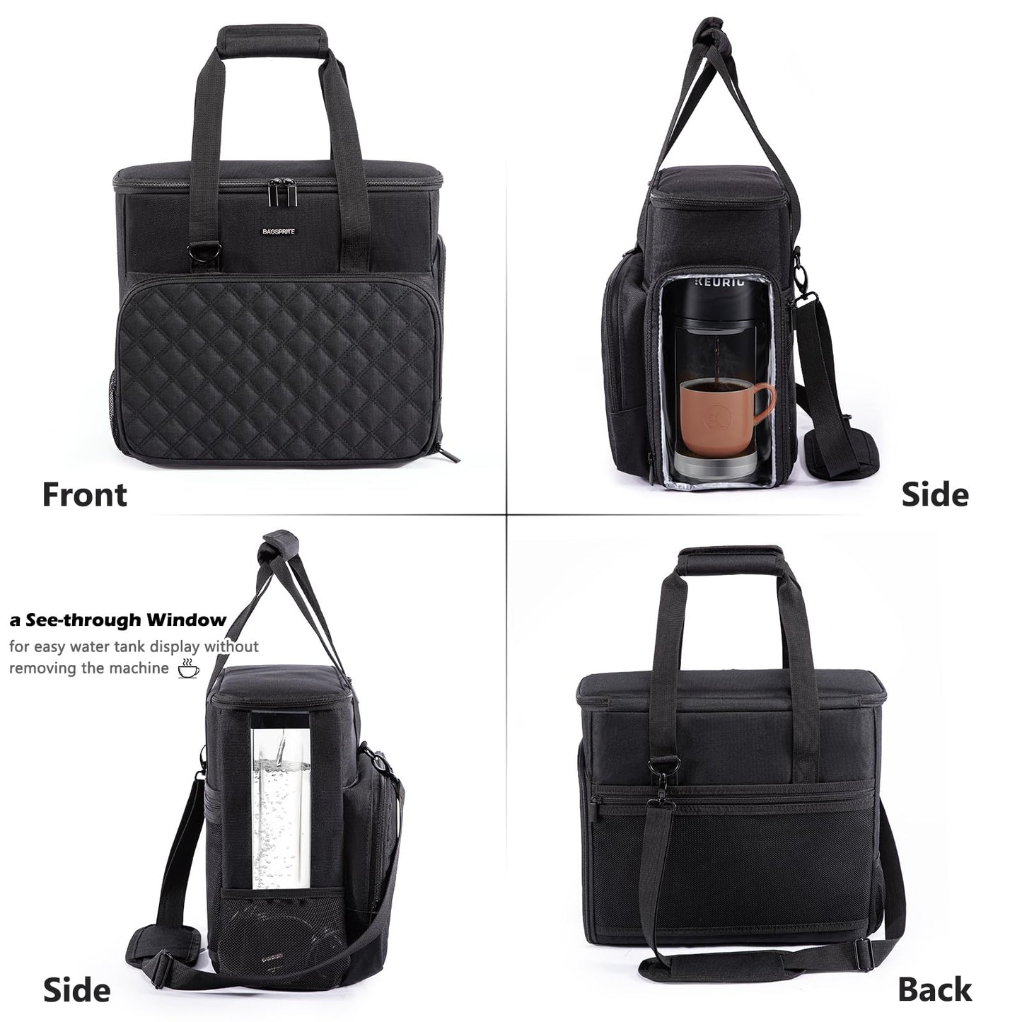 BAGSPRITE Travel Coffee Maker Carrying Case for Keurig K-Mini Plus & K-Slim – Portable Single Serve Coffee Machine Storage Bag with Accessories Space, Coffe e Maker Travel Bag