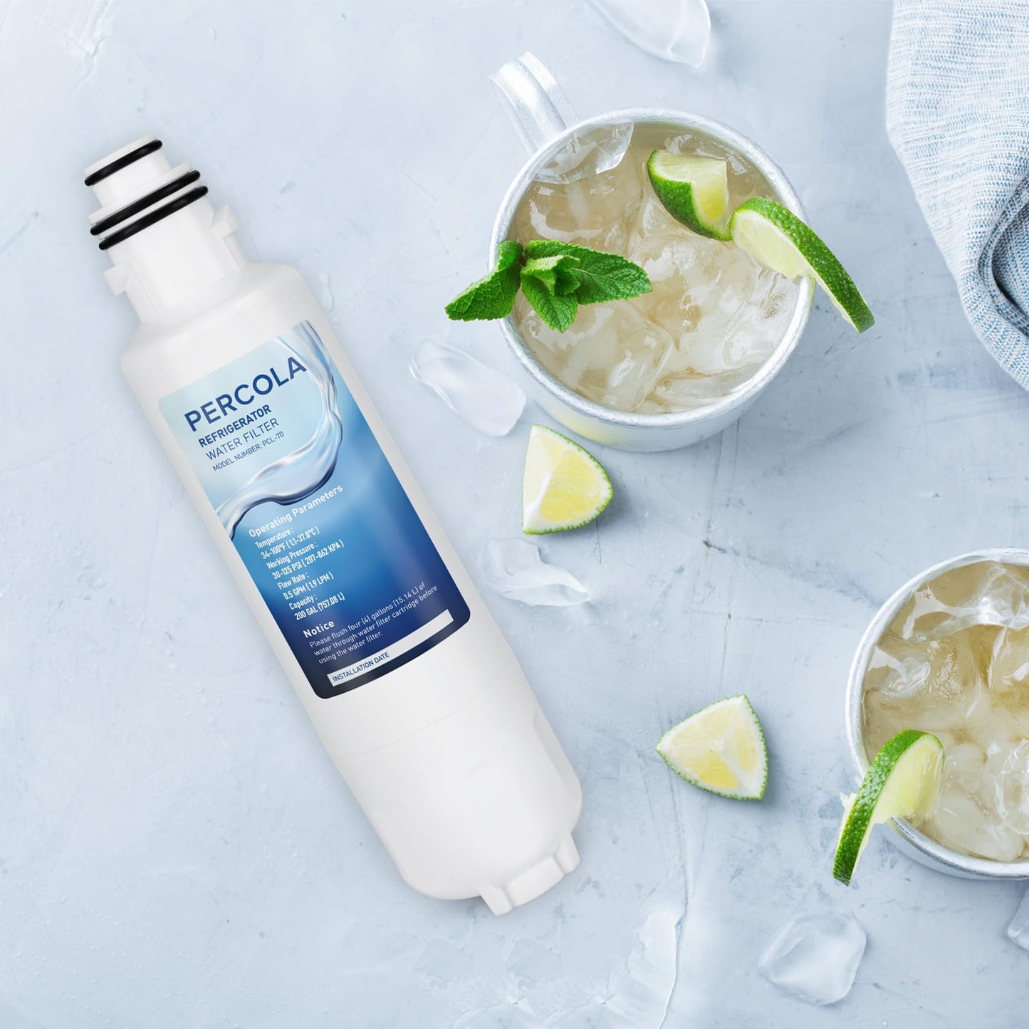 PERCOLA HX2019FR-A Water Filter Replacement, Compatible with Hisense HX2019FR-A, HX2019F-A, HRM260N6TSE, HRFD560SW, HRCD585BW, HRFD634BW, HRCD650BW, HRCD586TBWB and Mora MRM260N6TSE (2 Pack)