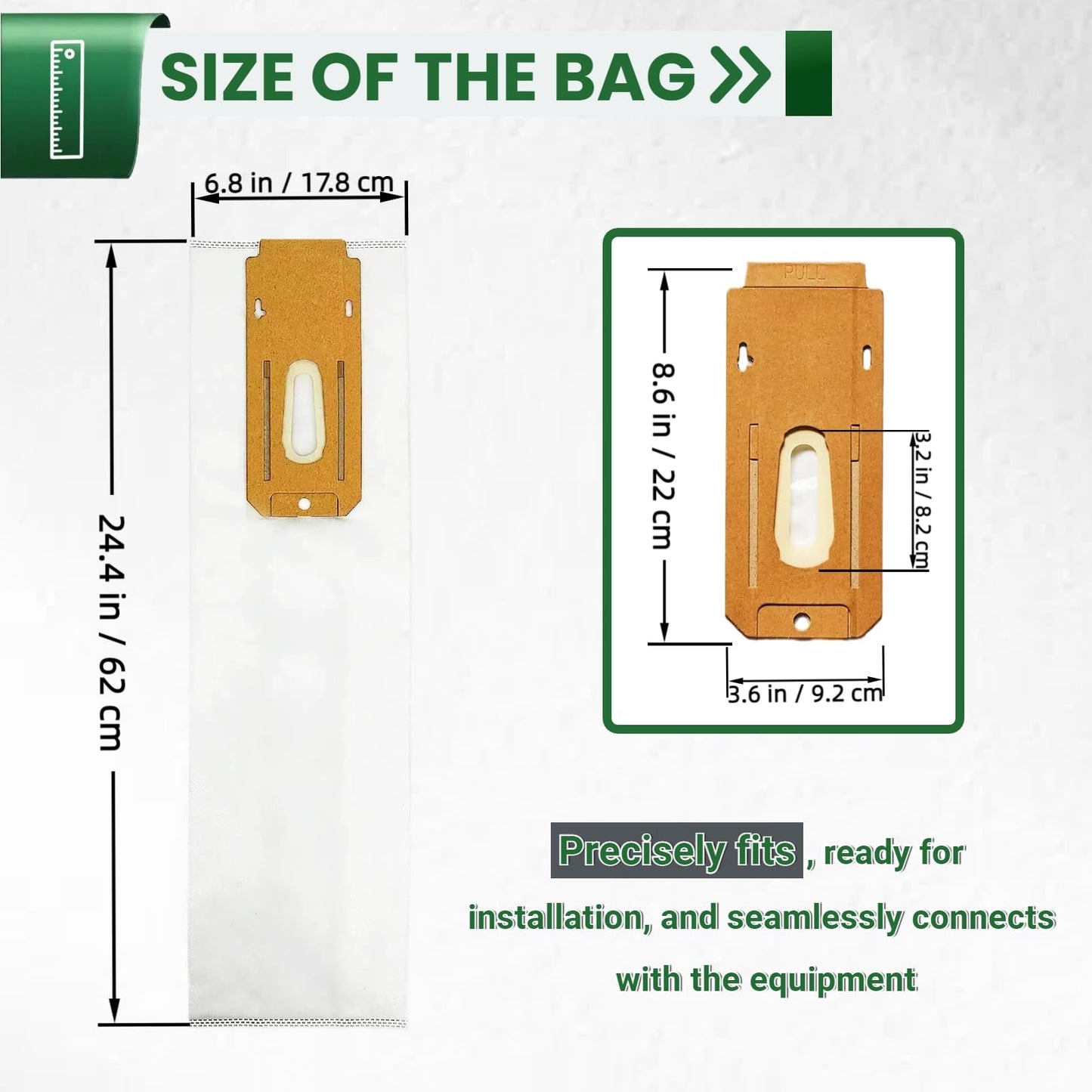 8 Pack HEPA Vacuum Bags Replacement for Hoover ONEPWR Cordless Upright Vacuum Cleaner BH55500PC, BH55500 & Commercial CH95519 - Replaces Part AH15600, 5-Layer Filtration & Leak-Proof Design