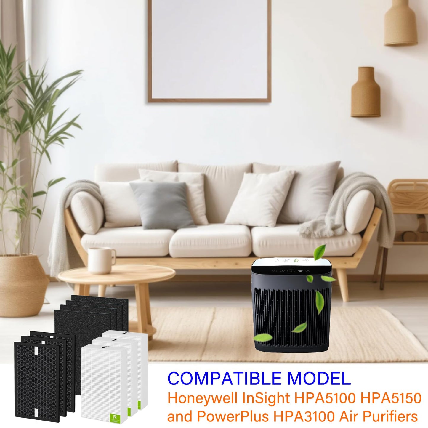 HPA5100B Replacement Filter for Honeywell InSight HPA5100 HPA5150 and PowerPlus HPA3100 Air Purifiers, 3 Pack HRF-R1/R2(R) + 3 Pack HRFSC1(S) + 4 Pack HRF-A100(A) HRF-ARVP100