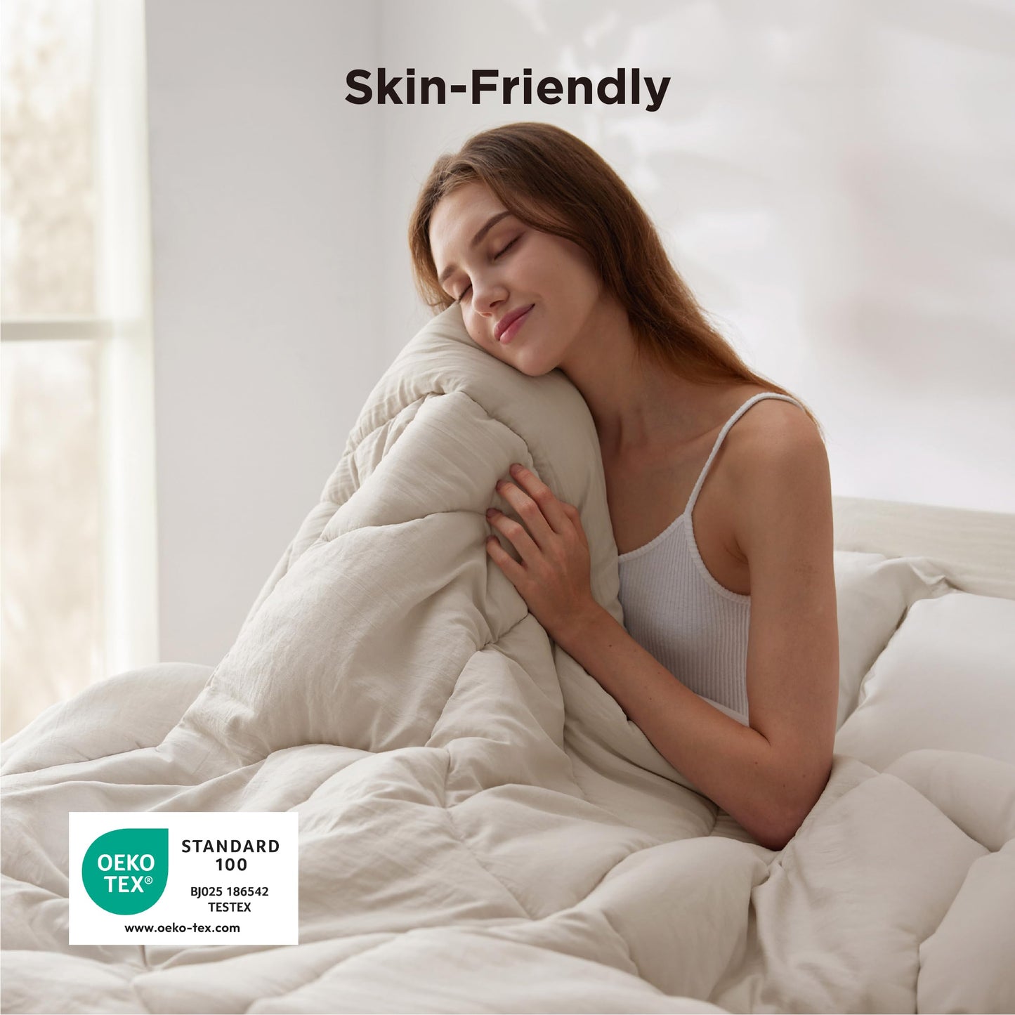 Bedsure Queen Comforter - Comforters Queen Size for All Season, Ultra-Soft Down Alternative & Prewashed Duvet Insert with 4 Tabs - Machine Washable, Linen, 88x88 Inches