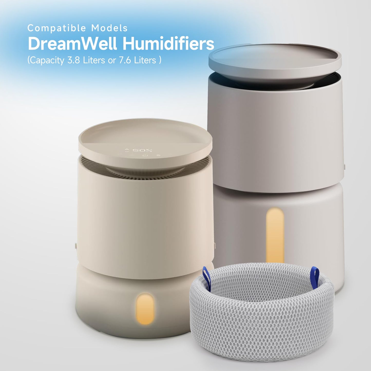 XBWW 2 Packs Replacement Wick Filter for Blueair Dreamwell H38i and H76i Humidifier, 1 Gallon/2 Gallon Option, Beige/Grey