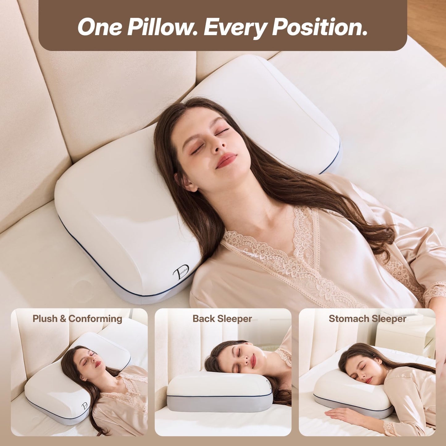 Dorefox Cervical Neck Pillow for Neck & Shoulder Support, Adjustable Memory Foam Pillow with Customizable Height and Firmness, Ergonomic Pillow for Side, Back，Stomach and Combination Sleepers