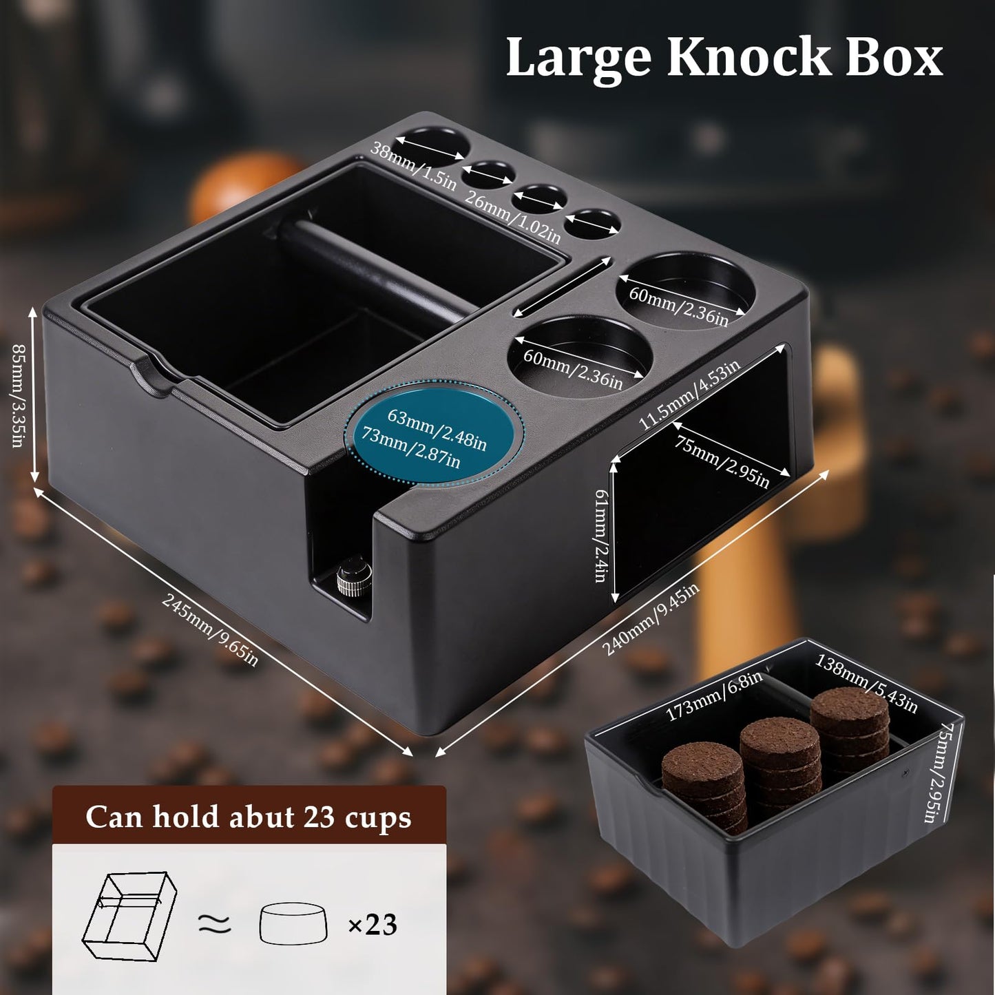 28PCS 51mm Espresso Accessories Kit,Espresso Knock Box and Tamping Station,Includes Distributor,Stirrer,Dosing Funnel,Brush,Puck Screen,Frothing Pitcher,Latte Pen,Powder Ring,Towel,Decorative Stencils