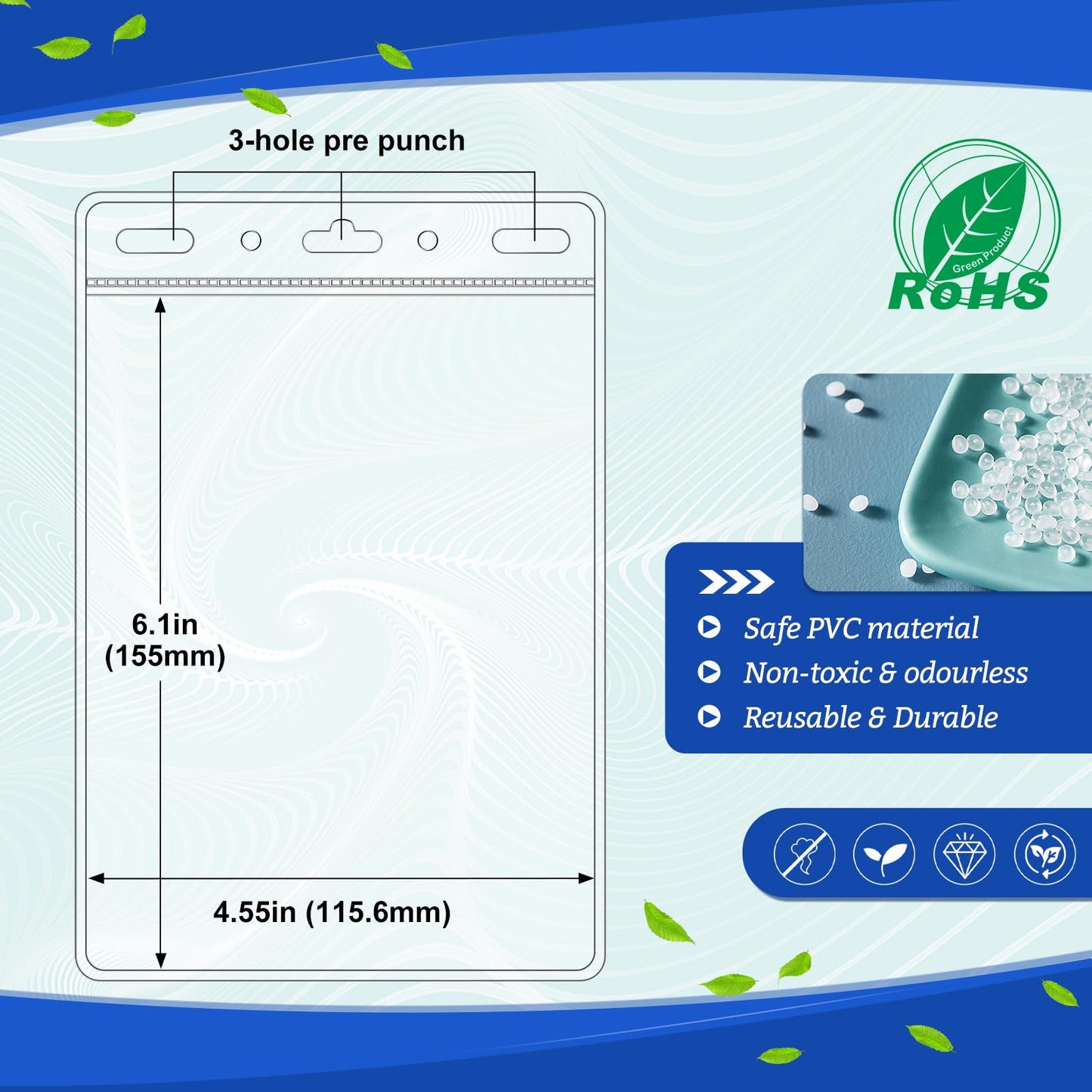 200 Pack Clear Plastic Passport Identification Card Holders, 4x6 Inch Vertical No Zipper Plastic Name Badge ID Card Holders