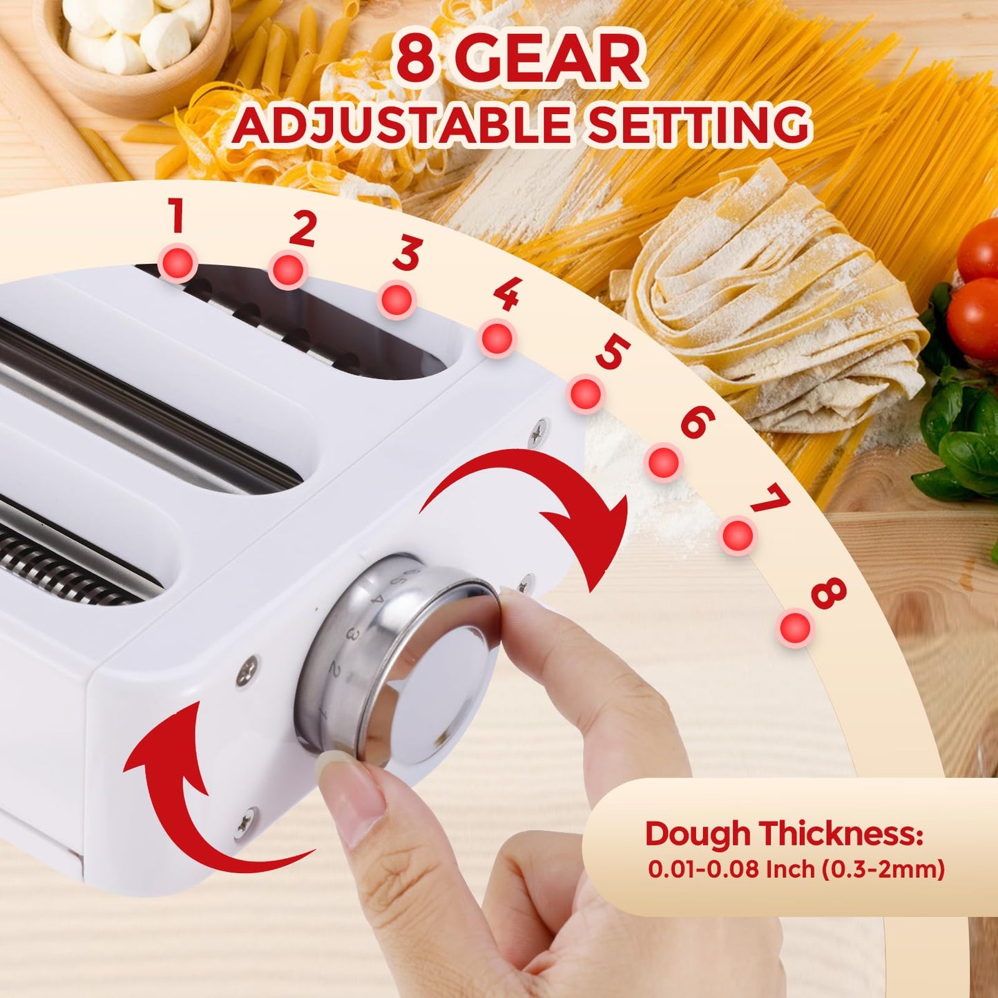 3-in-1 Pasta Attachment for Kitchenaid Stand Mixer, Pasta Roller & Cutter Set with Spaghetti & Fettuccine Cutters, Quick Install Pasta Maker Accessories for Home Chefs & Foodie Gifts