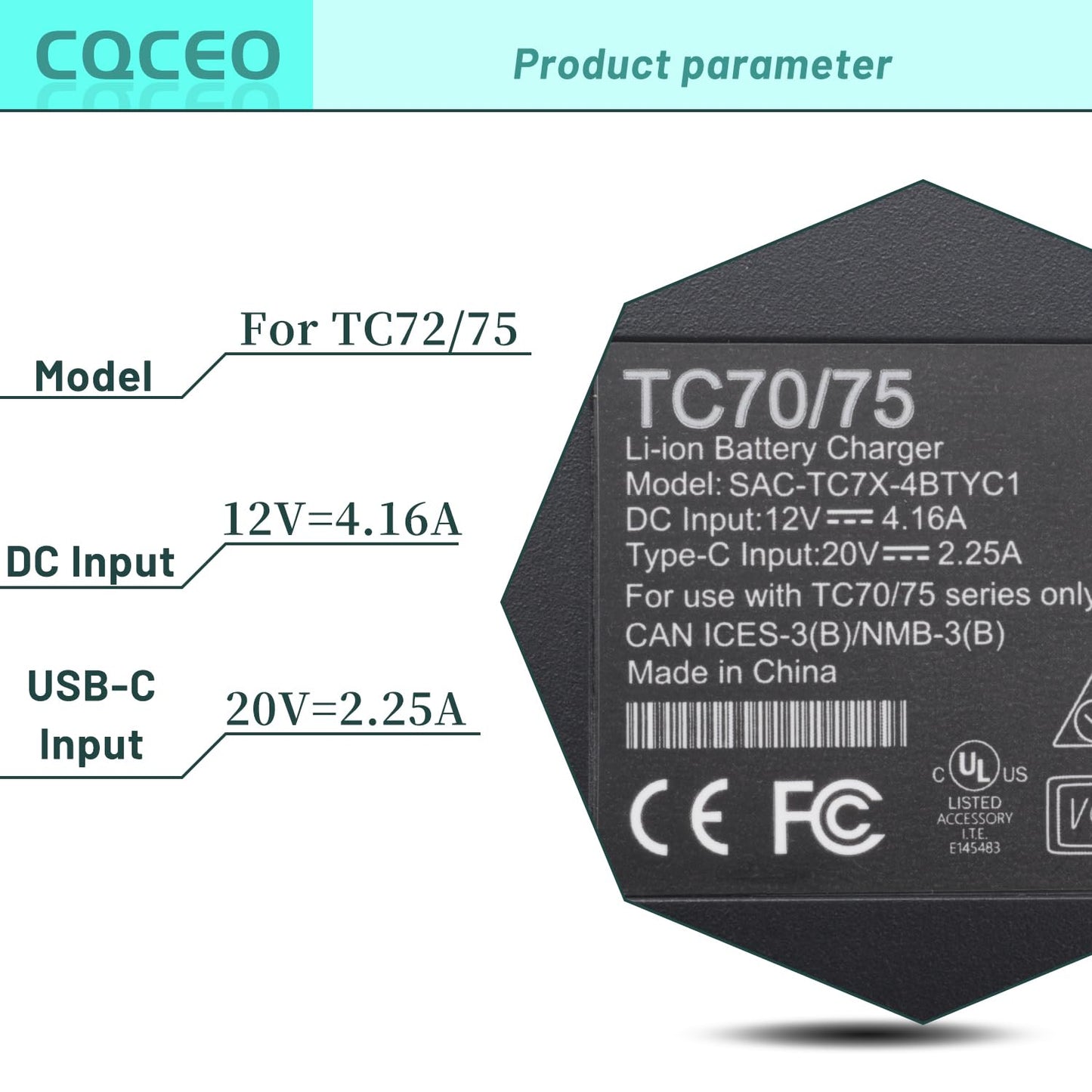 4 Slot Charging Cradle kit for Zebra TC77 TC70 TC75 TC72 Battery SAC-TC7X-4BTYC1 Barcode Scanners BT-000318 TC70X TC75X TC700H TC700K TC720L TC75BH TC75EK TC75AH Charger Station with Type-C Cable