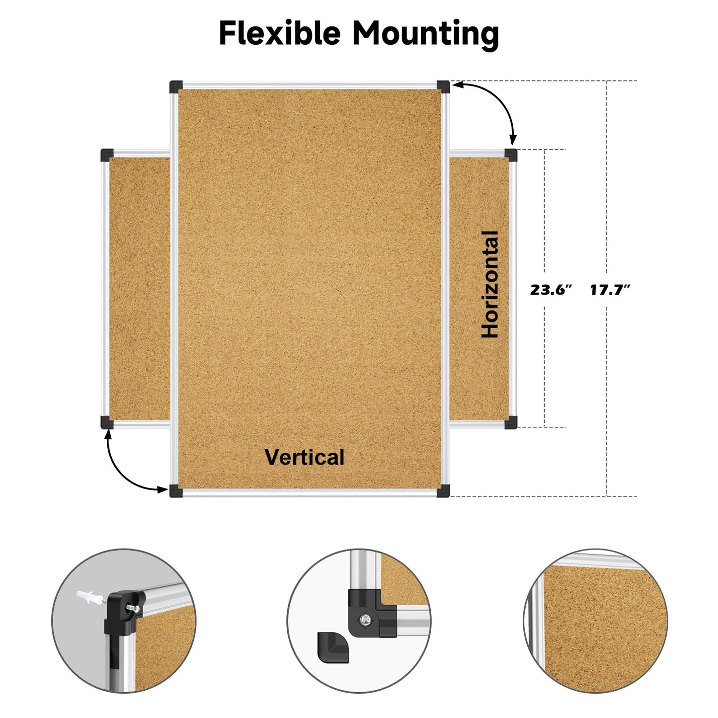 XBoard 24 x 18 Inch Cork Bulletin Notice Pin Board for Wall with Aluminum Frame for Home School & Office Display (Pack of 2)