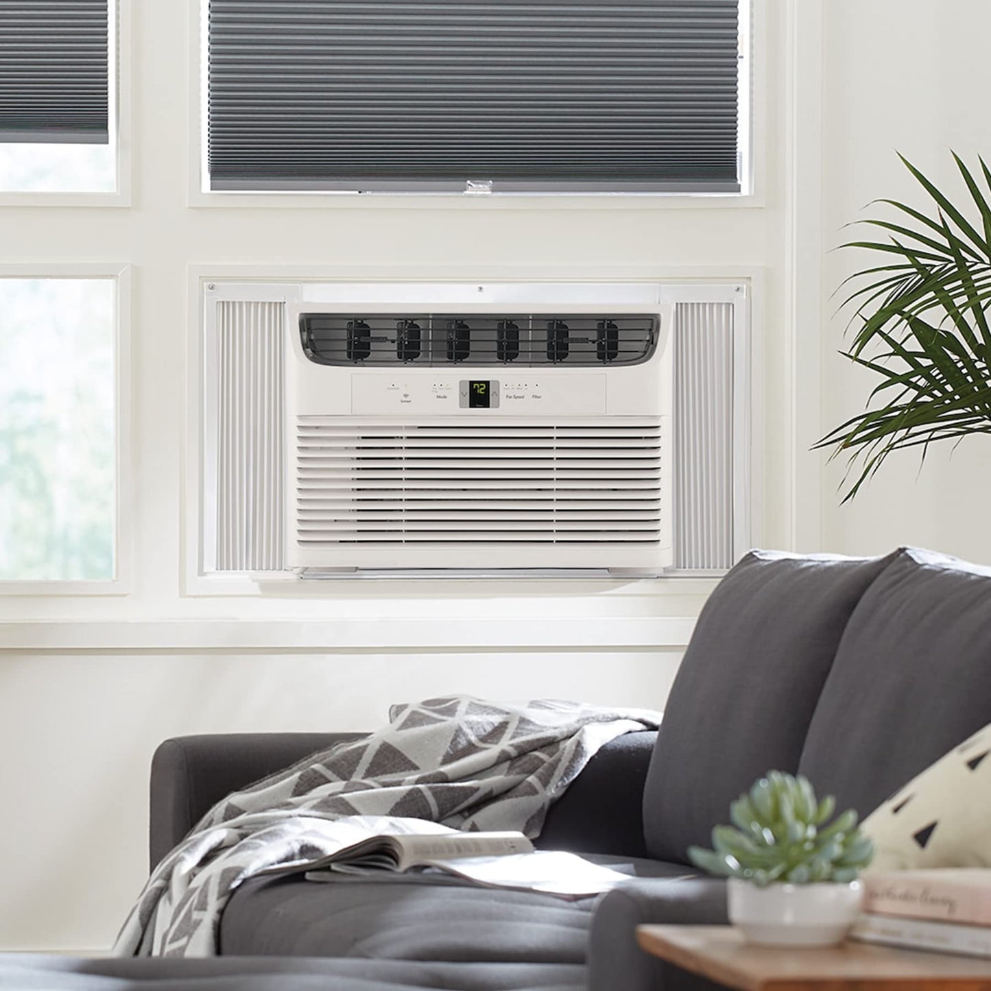 Mxclimate Window Air Conditioner Side Panels with Frame,Window AC Accordion Filler Curtain Kit,Adjustable Insulation Panels for Window AC Seal Replacement Screen (10,000 BTU)