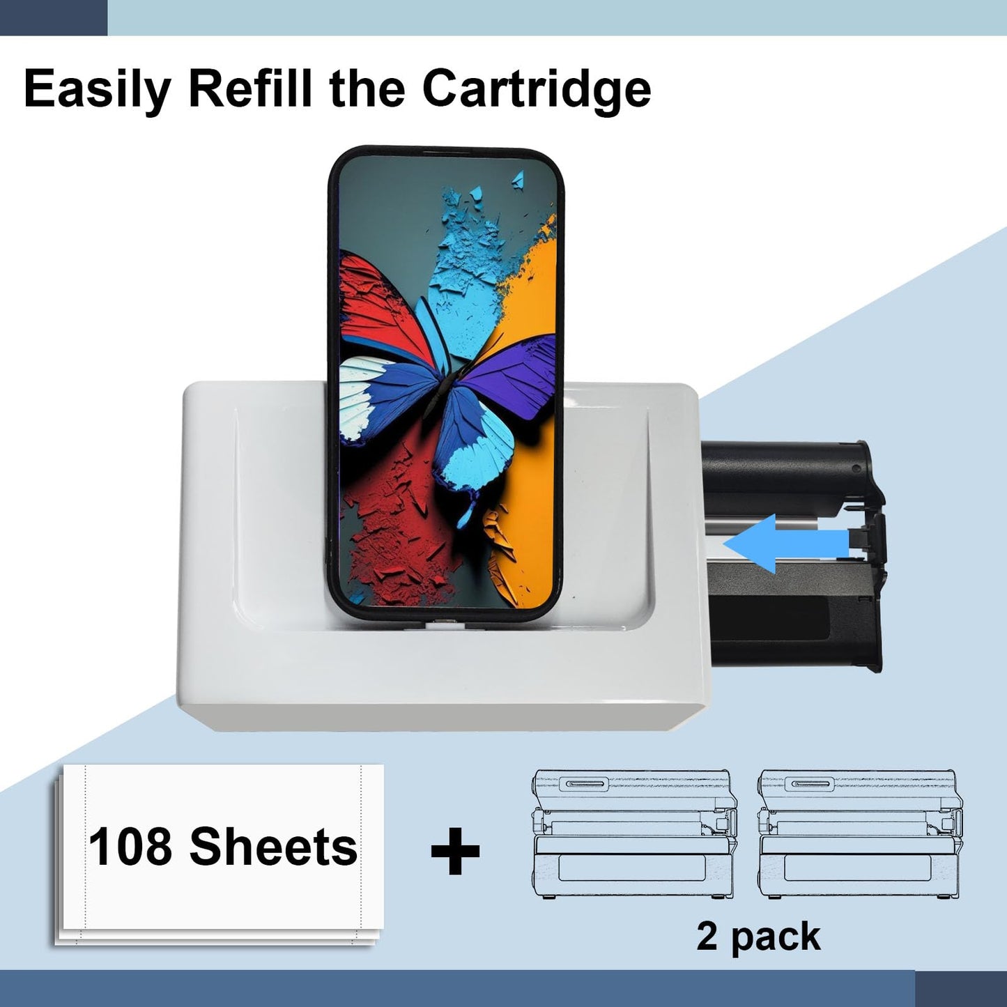 4" x 6" Photo Paper 108 Sheets and 2 Ribbons Cartridges Refill Pack – Compatible with Sprocket Studio Plus Printer for YP01 Photo Printer, Sticker Frames, Photo Album