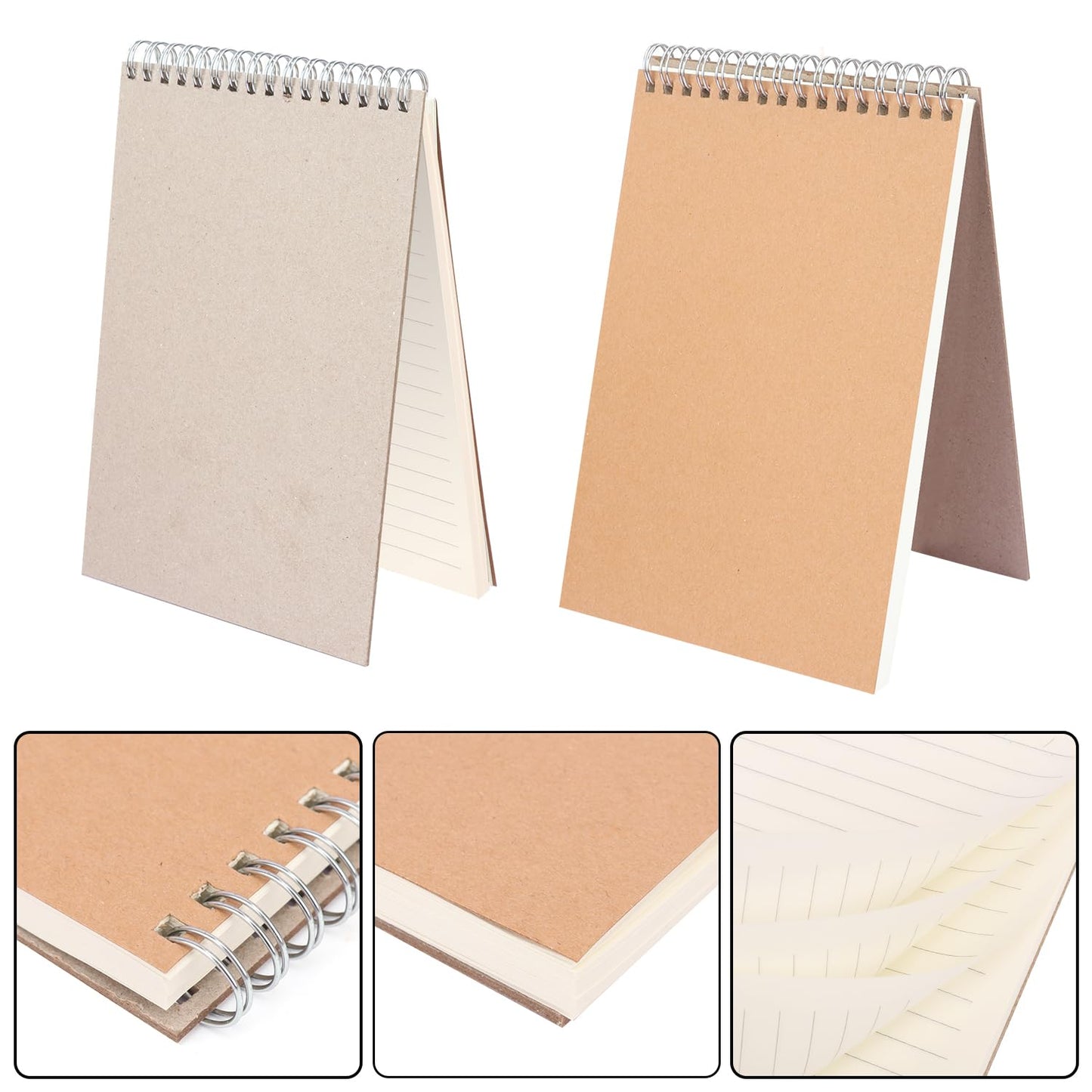 IHDYPPEW 20 Pack Brown Top Spiral Lined Notebook, A5 Top Spiral Notebooks, Versatile Medium Notebooks for Work, Study and Gifts, Office, School Supplies(80 Sheets -160 Pages)