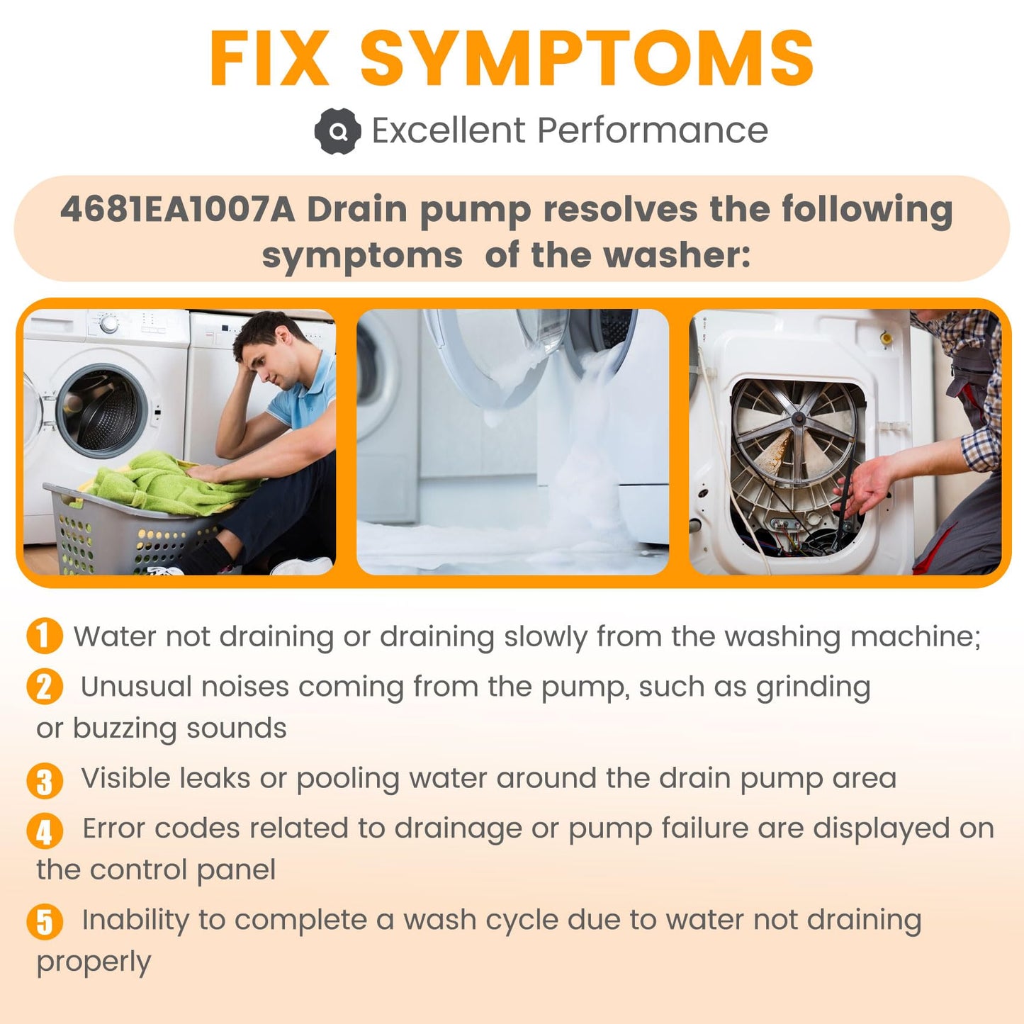 4681EA1007A DP040-012 Drain Pump (OEM) Compatible with lg, kenmore Washer Drain Pump 5859EA1004F 5859EA1004P 5859EA1004G WH23X10020, Fits for WT1101CW WT5001CW WT7200CW WT1201CV WT5270CW