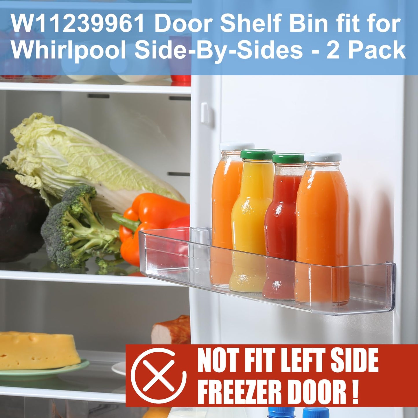 Sikawai 2 Pack W11239961 W10900538 Door Shelf Bin Replacement - Fit for Whirlpool Refrigerator WRS311SDH//WRS325SDH/WRS321SDH Replaces 4591452 W10900538 AP6333410 PS12578777 EAP12578777