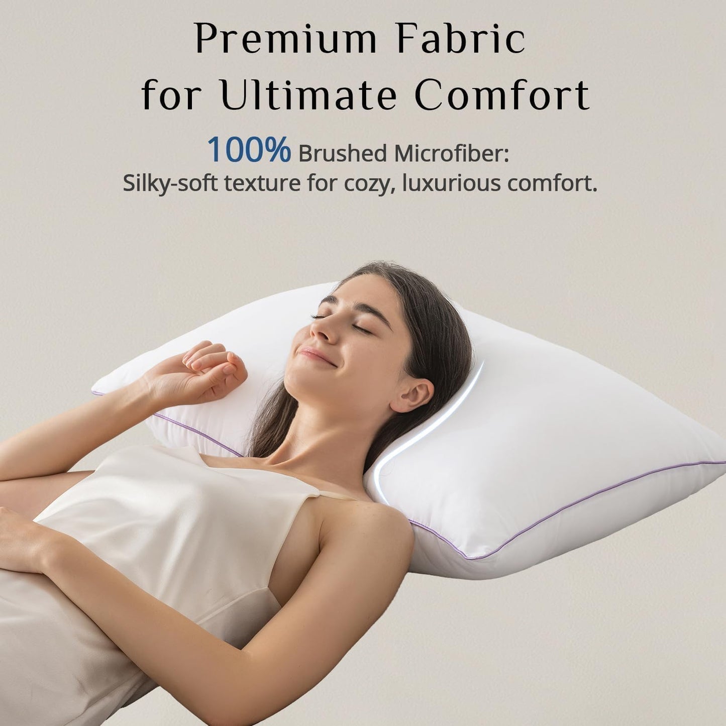JOLLYVOGUE Pillows Queen Size Set of 4, Washable Supportive Bed Pillows with Super Soft Down Alternative Fill, Luxury Fluffy Hotel Quality for Side, Back, and Stomach Sleepers