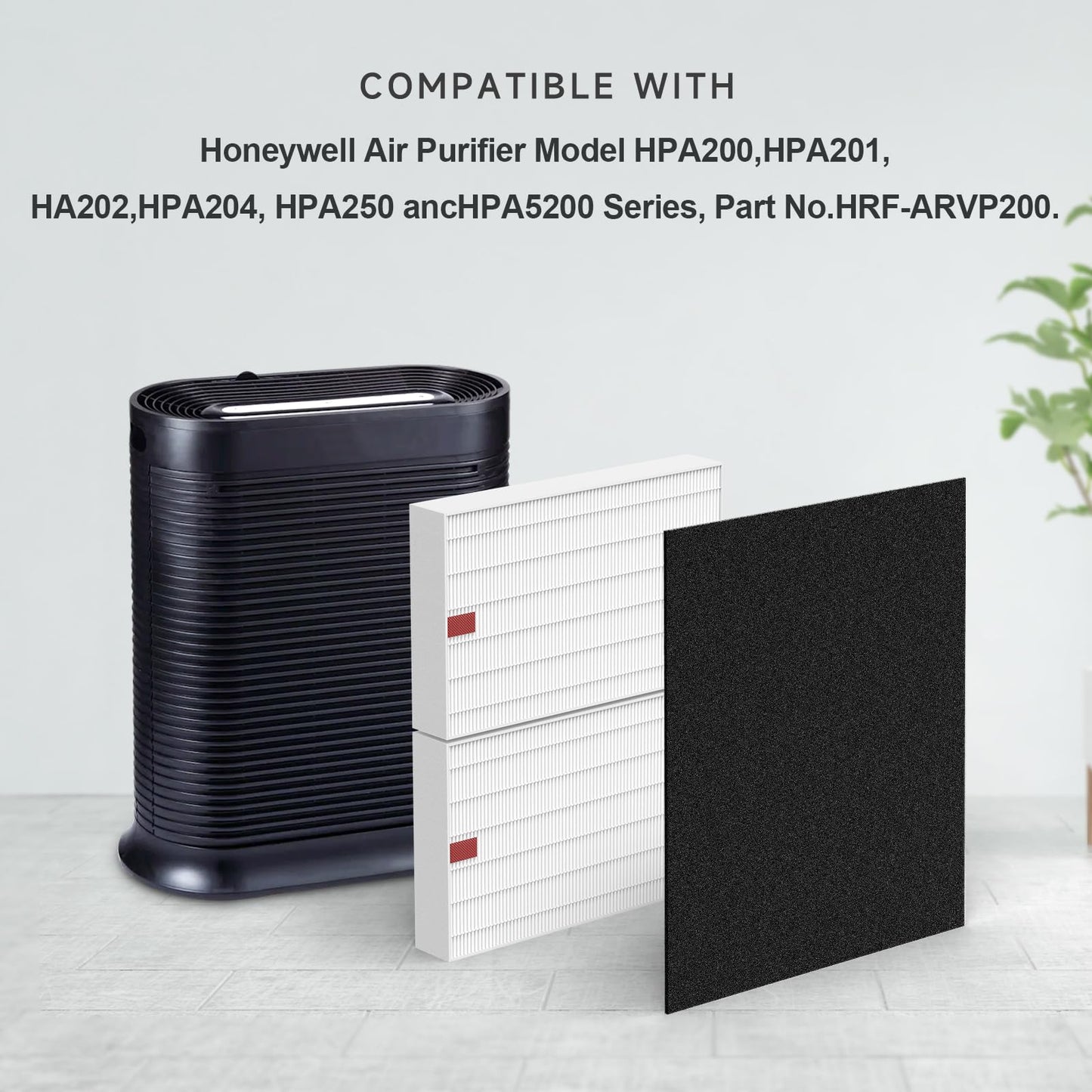 HPA200 HEPA Filter Replacement Compatible with Honeywell HPA200 HRF-ARVP200 Series Air Purifier HPA200, HPA201, HA202, HPA204, HPA250, HPA5200, 4 HEPA R + 8 Activated Carbon Pre-Filters A