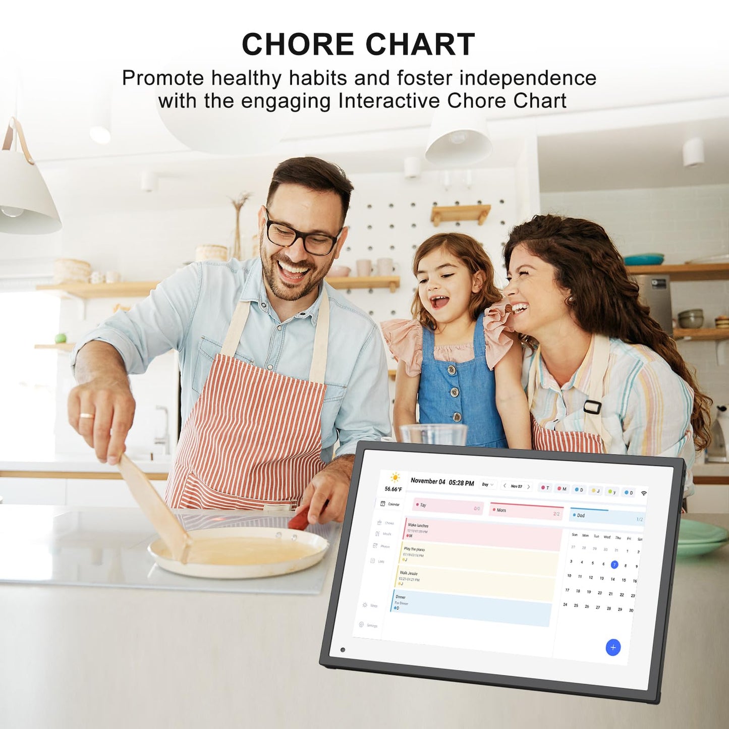 10.1 Inch Smart Digital Calendar Planner & Chore Chart, IPS HD Touchscreen Interactive Display for Family Schedules, Built-in Digital Picture Frames Function - Streamline Household Organization