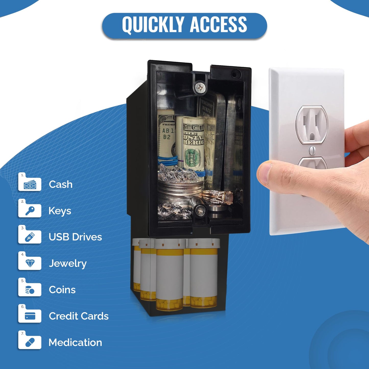 Wall Outlet Safe and Electrical Outlet Hidden Wall Safe, Hide in Plain Sight Key Money Jewelry Storage Cash Holder Safe Box (2)