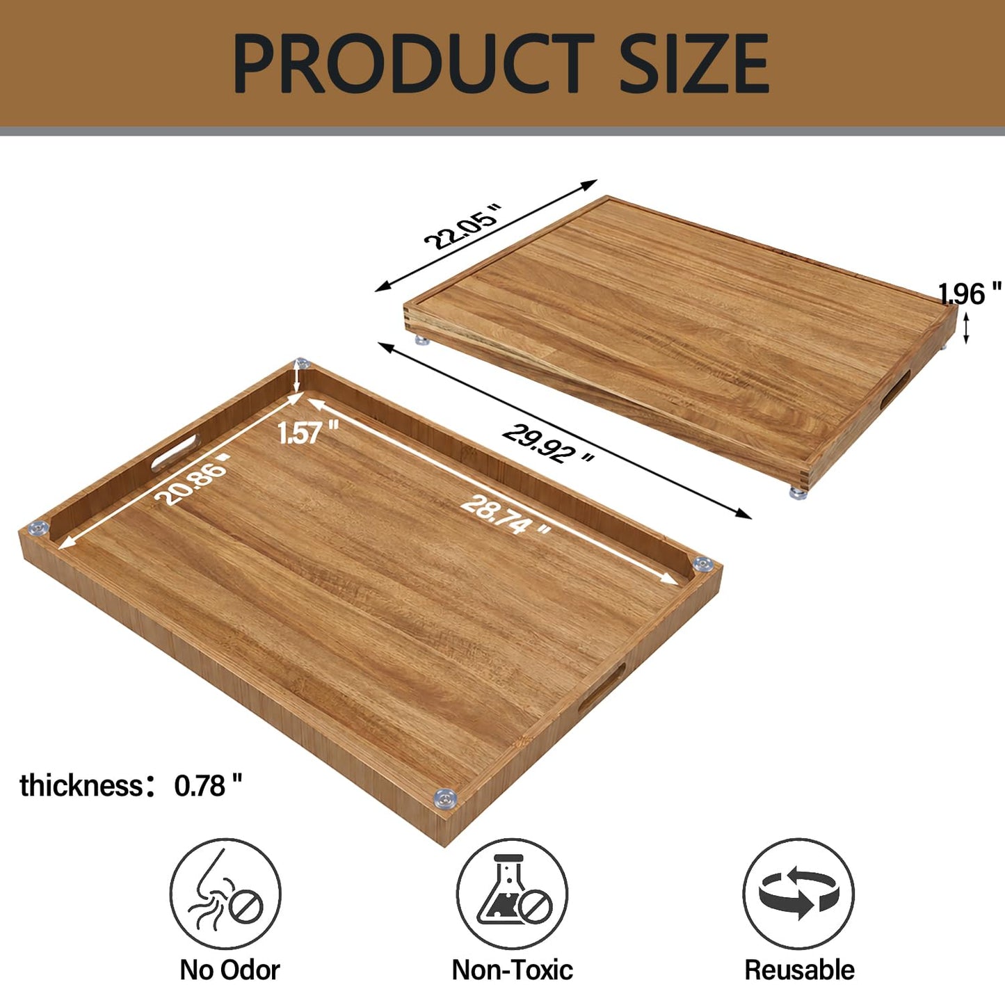YUHFERA Stove Cover Board for Gas Stovetop - 30" x 22" Noodle Board Electric Stove Cover for RV Stove Top, Extra Countertop Space for Kitchen Stovetop（Acacia）