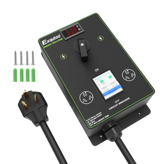 Manual Splitter Switch with Breaker, 3 Prong NEMA 10-30 Dual Socket Knob Selection Switch, 120/240 VAC Selective Charging Switch, Ideal for Ovens, EV, Dishwashers, Garbage Disposal