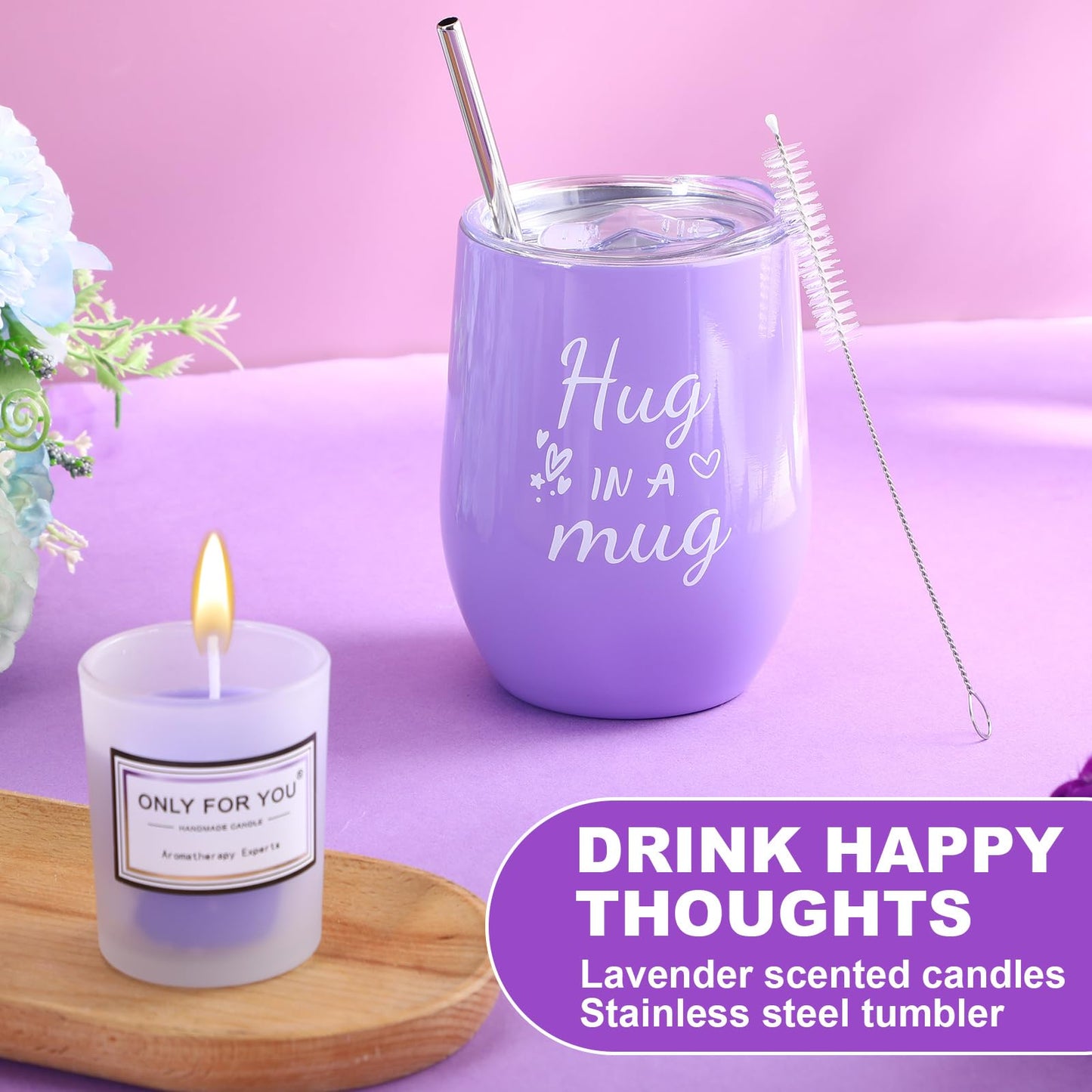 Sieral 14 Pcs Birthday Gifts for Women Care Blanket Gifts Set Spa Baskets Get Well Soon Gift Baskets Mother's Day Gift for Women Mom Her Girlfriend Sister Daughter Friend Wife Grandma(Plain,Purple)