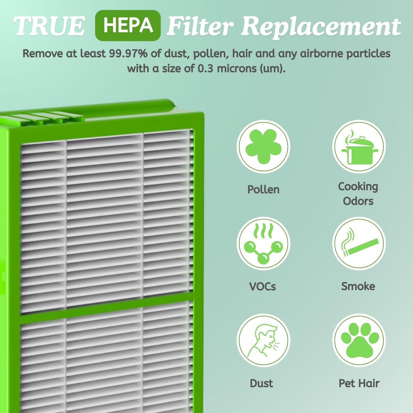 Nispira AER1 HAPF300AHD Allergan Remover Filter Replacement for Holmes Air Purifier HAPF30AT HAP242-NUC HAPF300AH-U4 HAPF300AHD-U4R True HEPA. 6 Packs