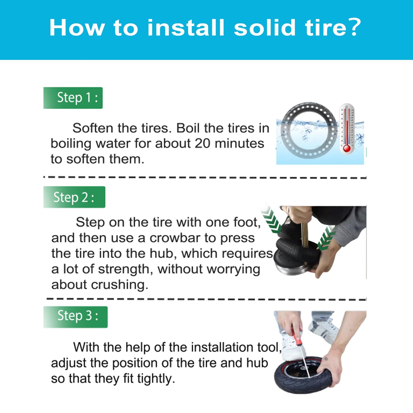 10x3 InchElectric Scooter Solid Tire, 80/65-6 commuter Tubeless Tyre, 255x80 Replacement wheel For Zero 10X& Vsett 10+& Kaabo Mantis& & Nanrobot D4/D6+2.0&Joyor s10-s& Apollo Ghost& Yume Y10（1PCS)