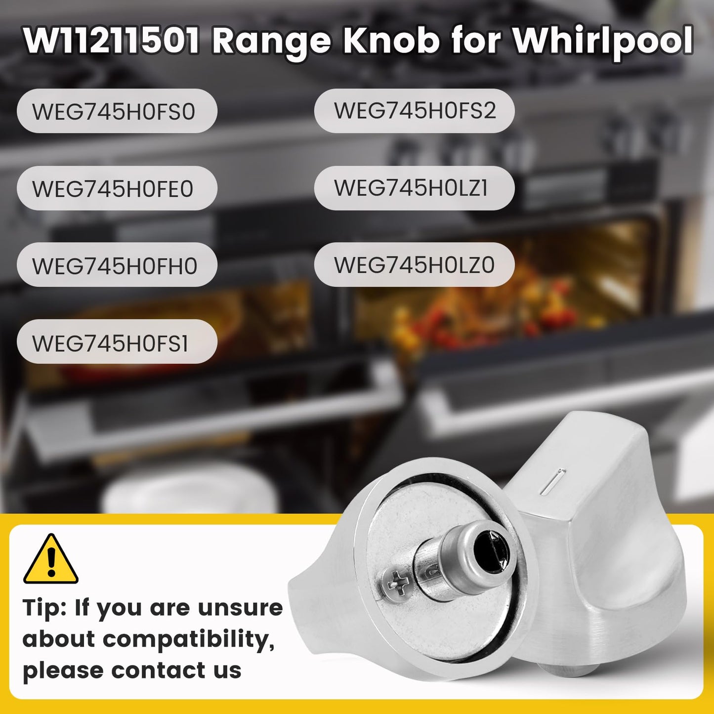 W11211501 Upgraded Gas Range Knob,Replace Whirlpool Part Knob W10850039, Compatible with Whirlpool Gas Range WEG745H0FS0 WEG745H0FH0 WEG745H0LZ0