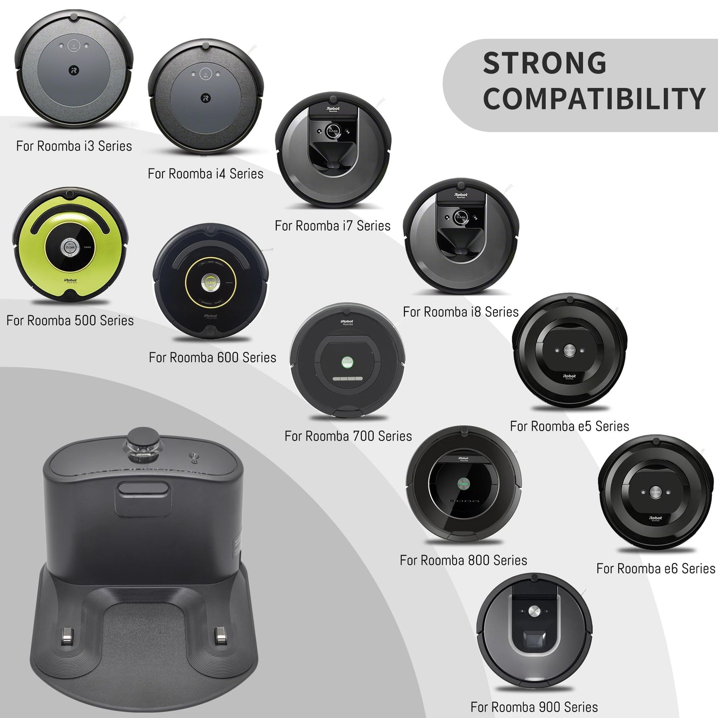 Charging Base, Charger Dock, Docking Station, for Roomba Charger, for iRobot Roomba 500 600 700 800 900 510 530 536 650 654 660 770 790 870 880 980 i7 i8 i6 i4 i3 i1 ADF-N1 17064 4452369 17170