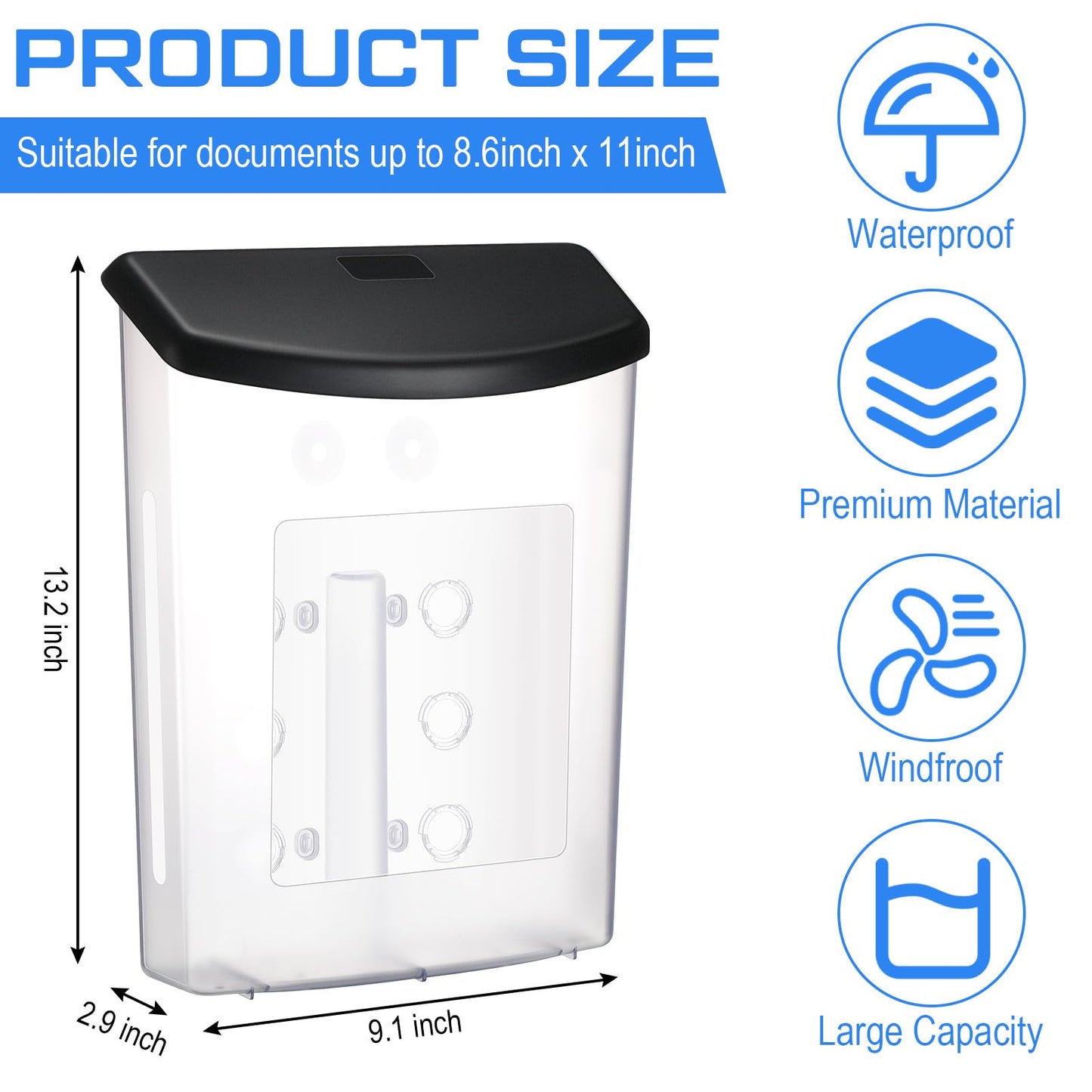 Menkxi 3 Pcs Outdoor Estate Brochure Box Plastic Brochure Waterproof Wall Mount Flyer Holder Mail Box Business Card Holder for Office Store Estate Supplies (Black)