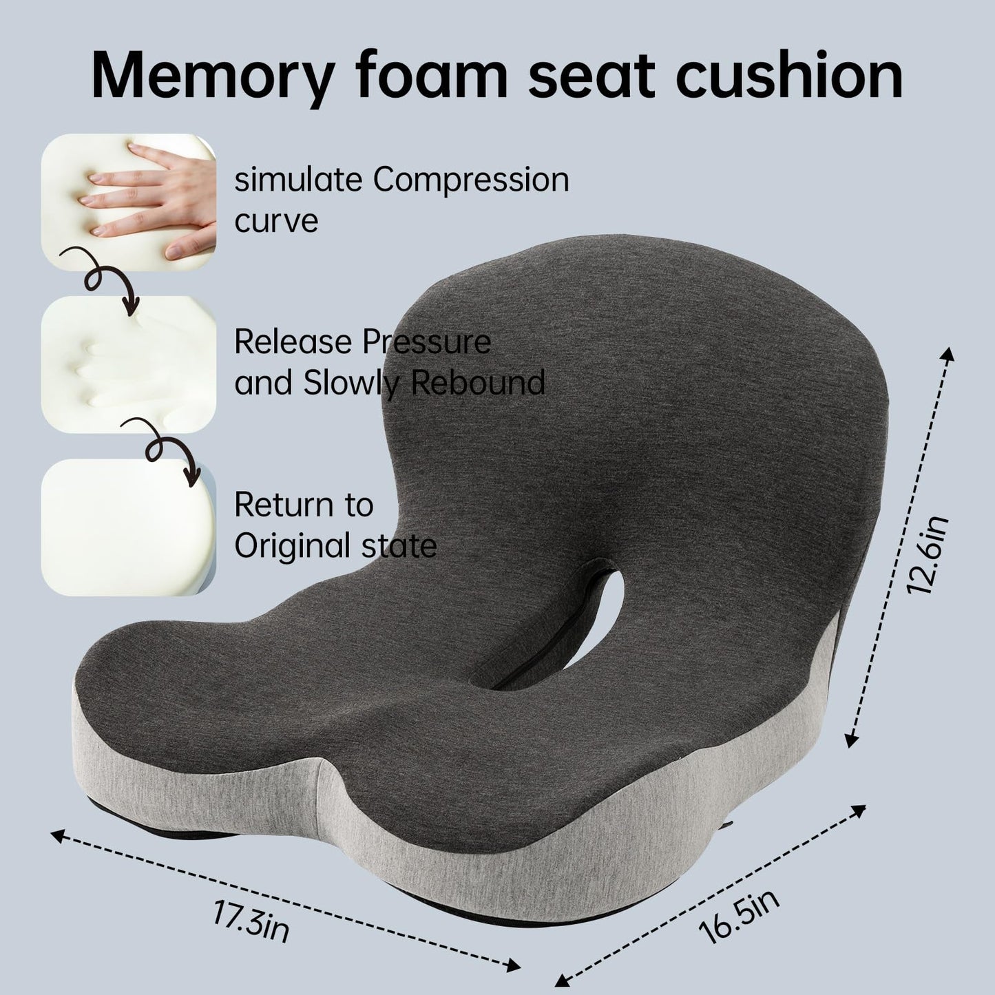 KEZPO Orthopedic Seat Cushion, L-Shaped Ergonomic Memory Foam Back & Seat Support, Non-Slip Breathable Washable Cover, for Office Chair, Car, Wheelchair, Gaming Seat