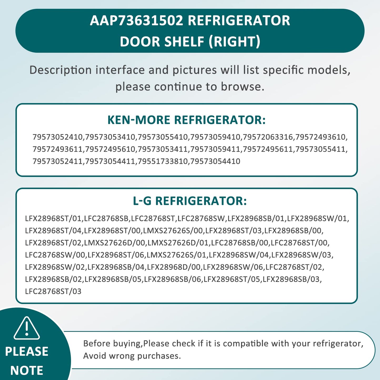 AAP73631502 Refrigerator Door Bin RIGHT Compatible for L-G,Ken-more Elite Refrigerator Shelf-2Packs LFX28968ST Door Bin AP5673810,2652330,AAP72909218-by MIFLUS