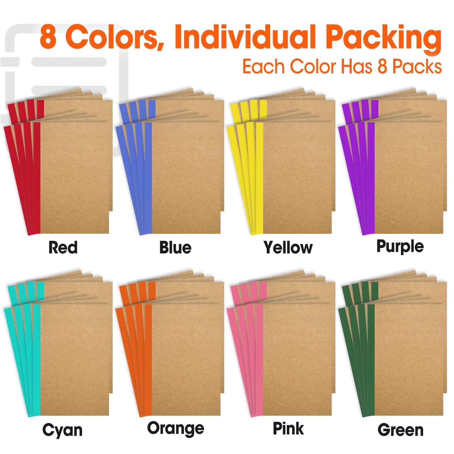 64 Pack Composition Notebooks Bulk, A5 Kraft Cover Lined Journaling Notebooks, 8.3”x 5.5” Travel Notebook for School Office Students Artists, 8 Colors 60 Pages