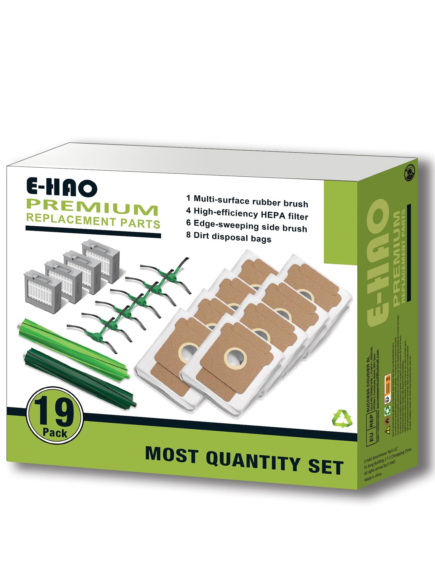 E-HAO Max 705 & 504 Replacement Parts for iRobot Roomba Max 705 Vac, Roomba Plus 504 Vac Robot Vacuum. Accessories Kit with 8 Dust Bags, 2 Rubber Rollers, 4 HEPA Filters, 6 Side Brushes