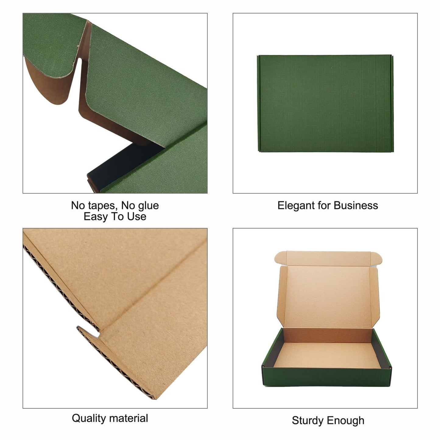 25 Pack Corrugated Packaging Box Mailers Shipping, Green Recyclable Cardboard Small Gift Mailer Boxes for Shipping Packaging Craft Gifts Giving Products, Green (9 x 6 x 2 Inch)